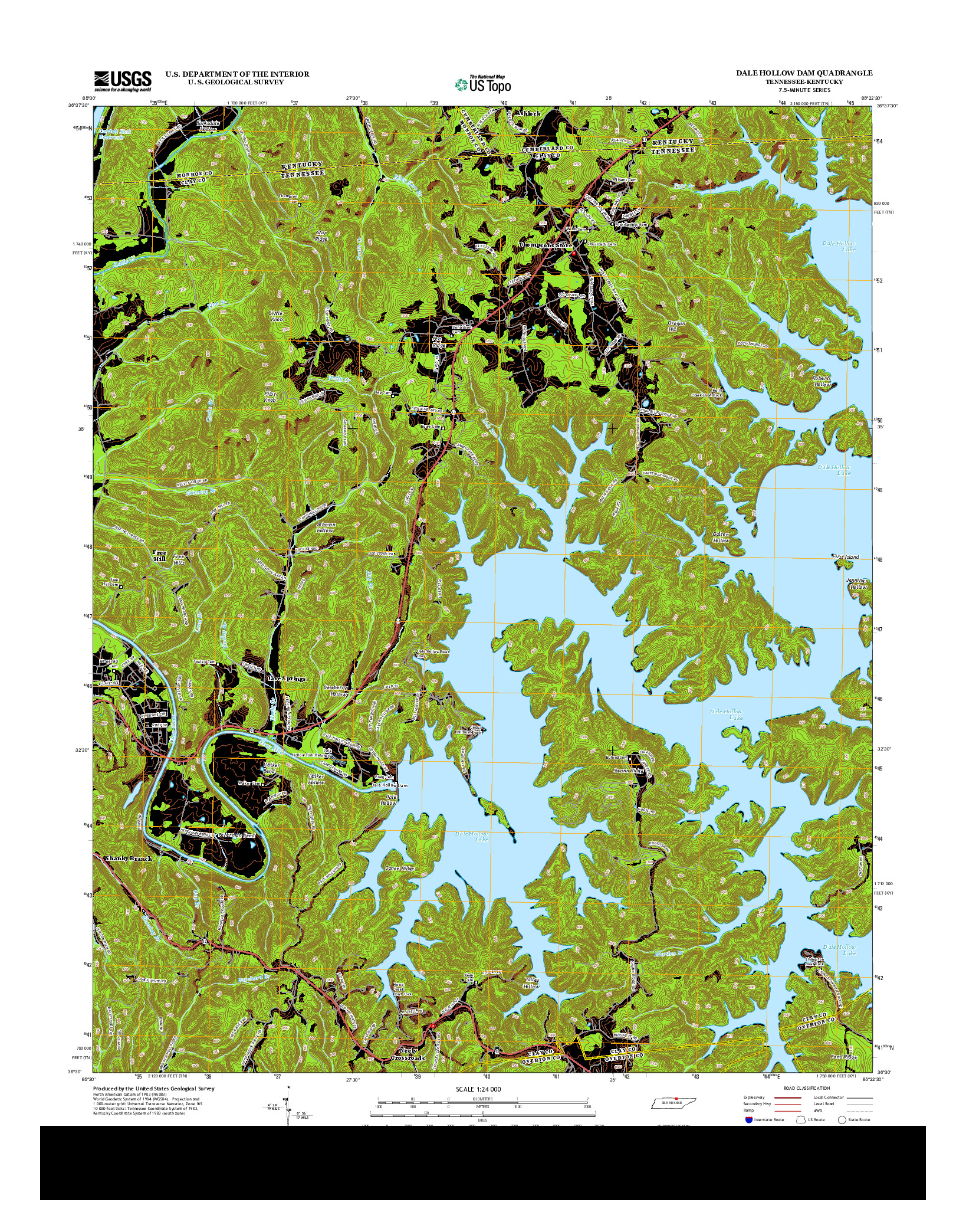 USGS US TOPO 7.5-MINUTE MAP FOR DALE HOLLOW DAM, TN-KY 2013