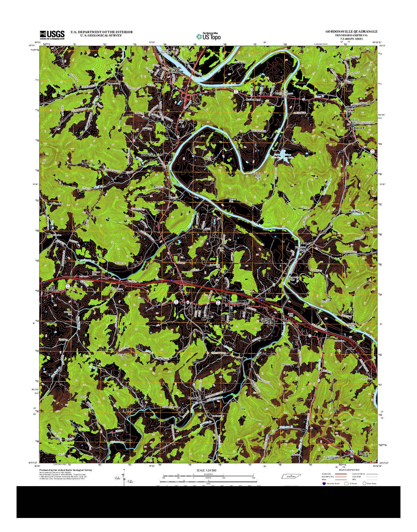 USGS US TOPO 7.5-MINUTE MAP FOR GORDONSVILLE, TN 2013