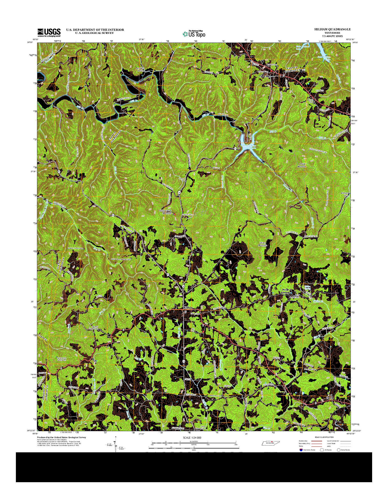 USGS US TOPO 7.5-MINUTE MAP FOR HILHAM, TN 2013