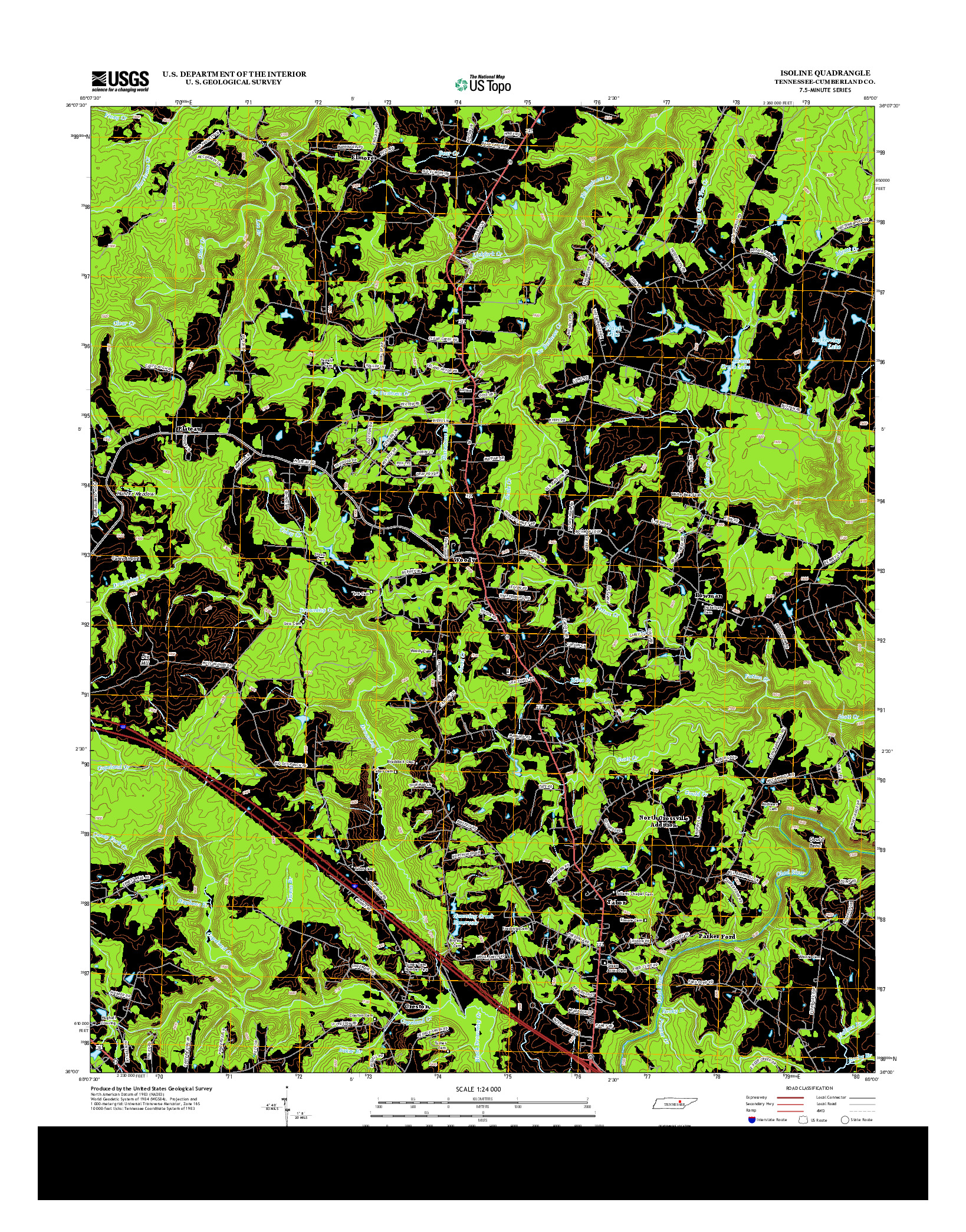 USGS US TOPO 7.5-MINUTE MAP FOR ISOLINE, TN 2013