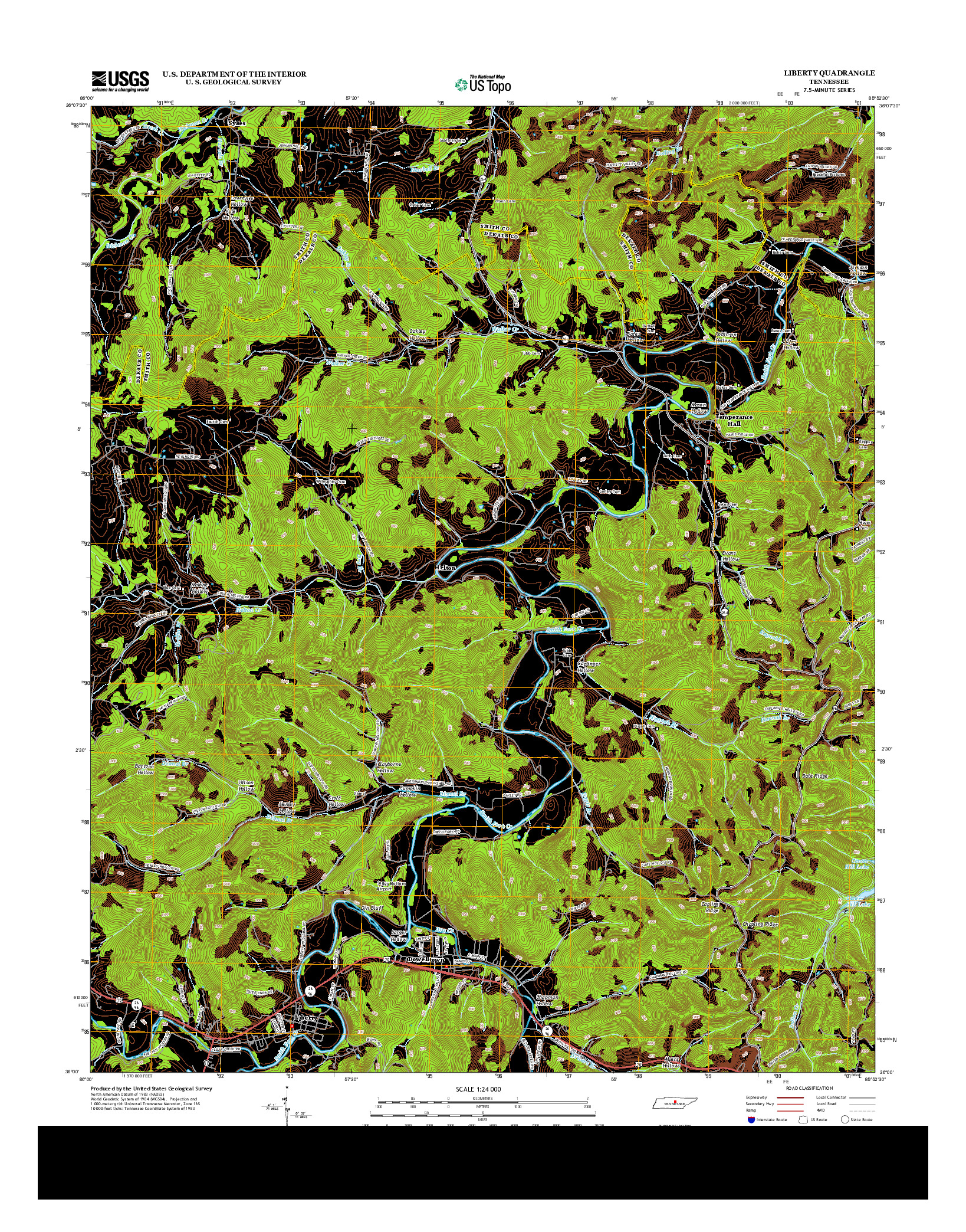 USGS US TOPO 7.5-MINUTE MAP FOR LIBERTY, TN 2013