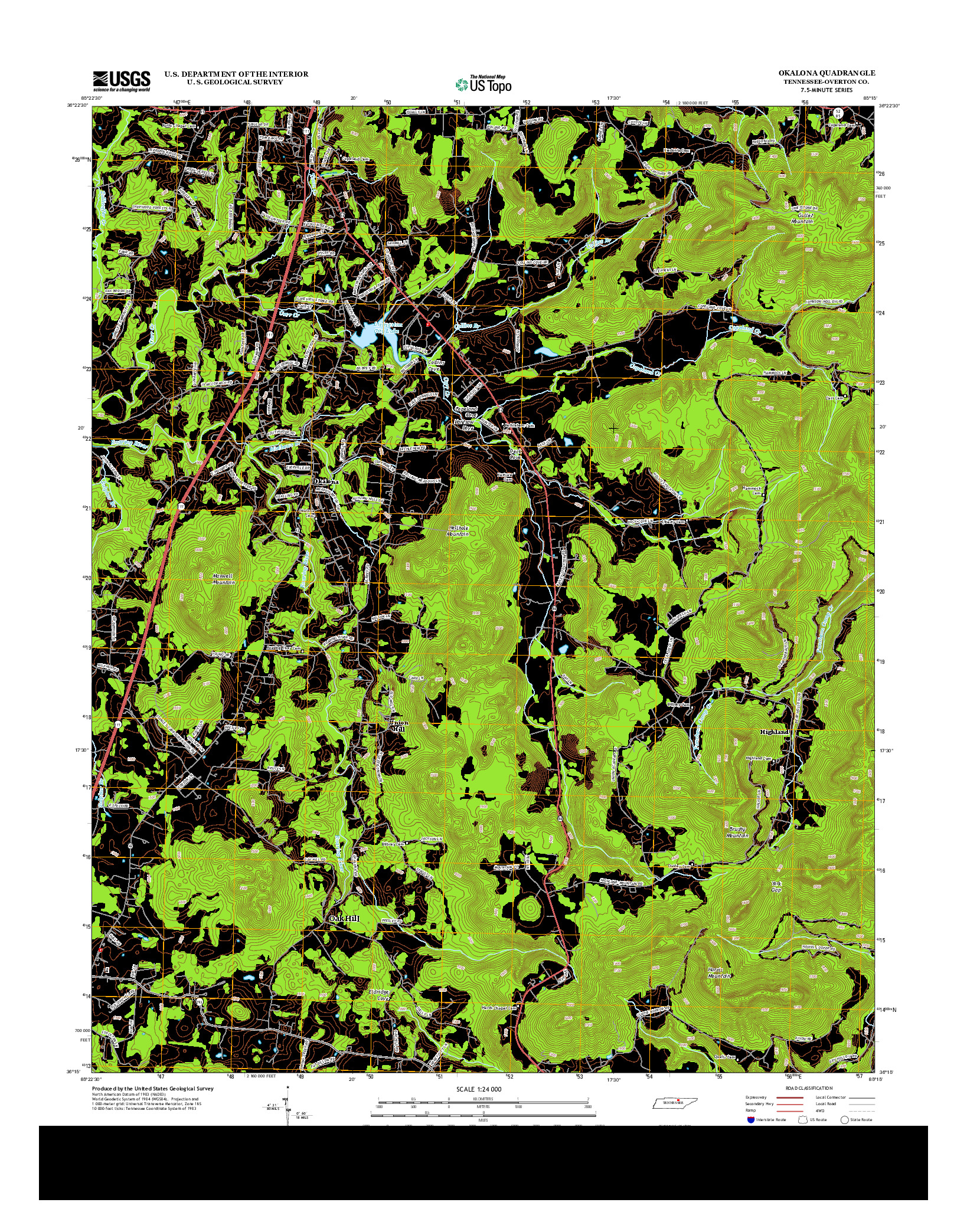 USGS US TOPO 7.5-MINUTE MAP FOR OKALONA, TN 2013