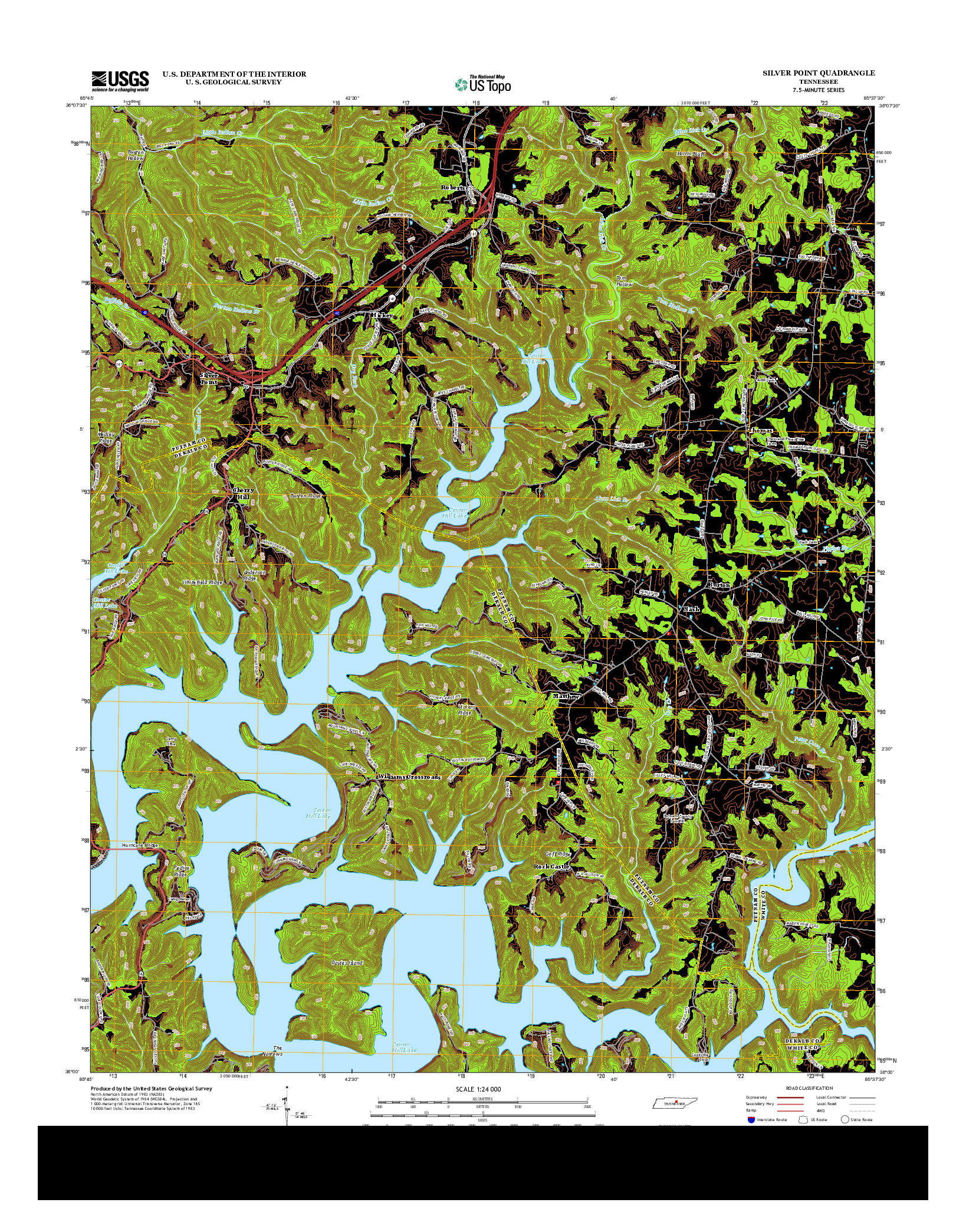 USGS US TOPO 7.5-MINUTE MAP FOR SILVER POINT, TN 2013
