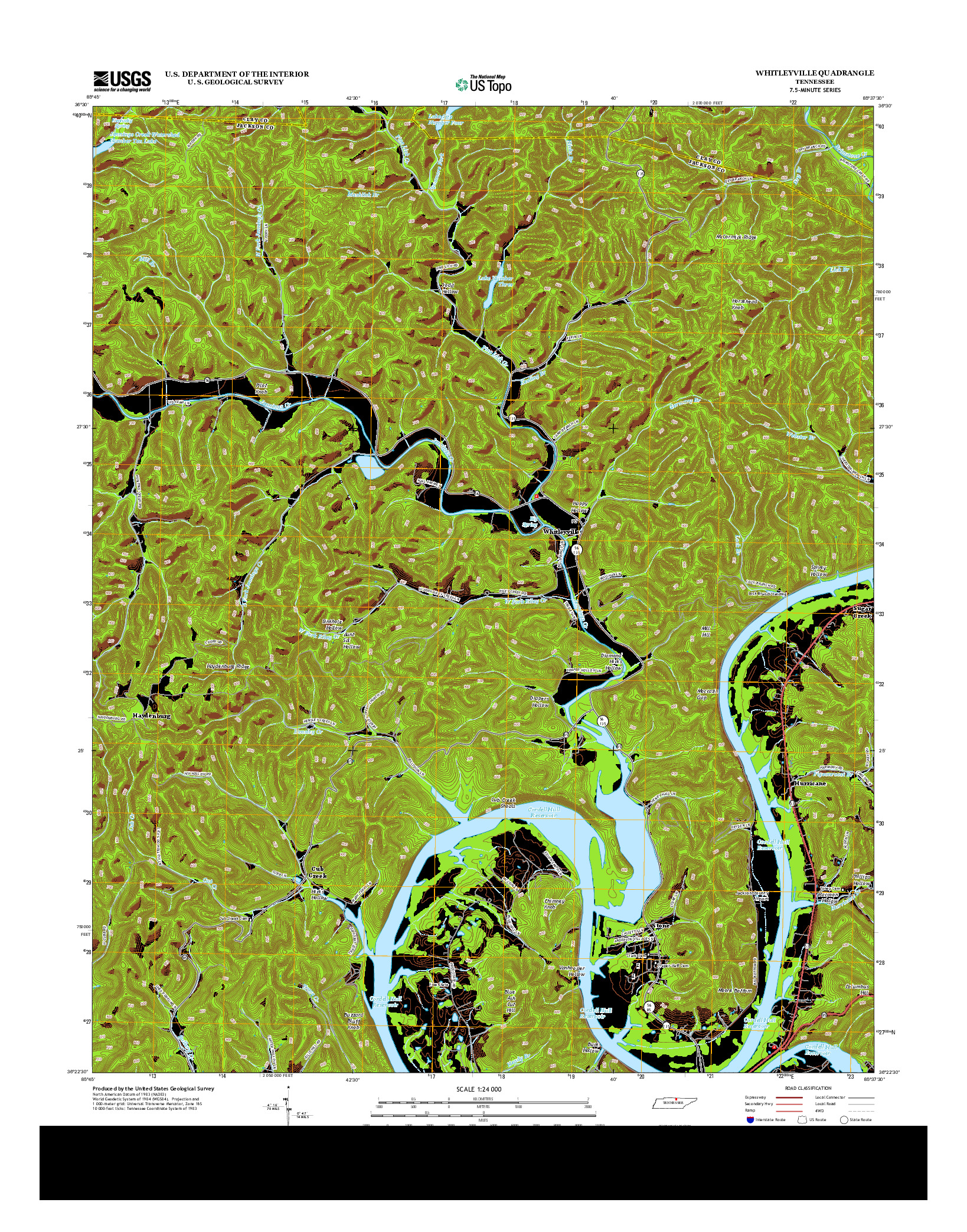 USGS US TOPO 7.5-MINUTE MAP FOR WHITLEYVILLE, TN 2013