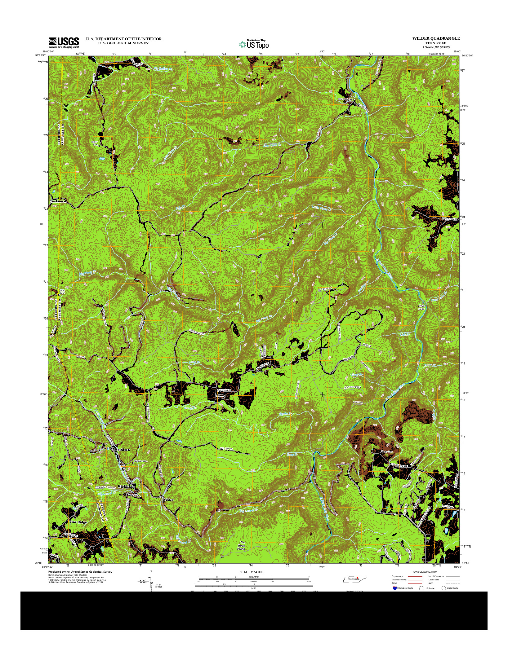 USGS US TOPO 7.5-MINUTE MAP FOR WILDER, TN 2013