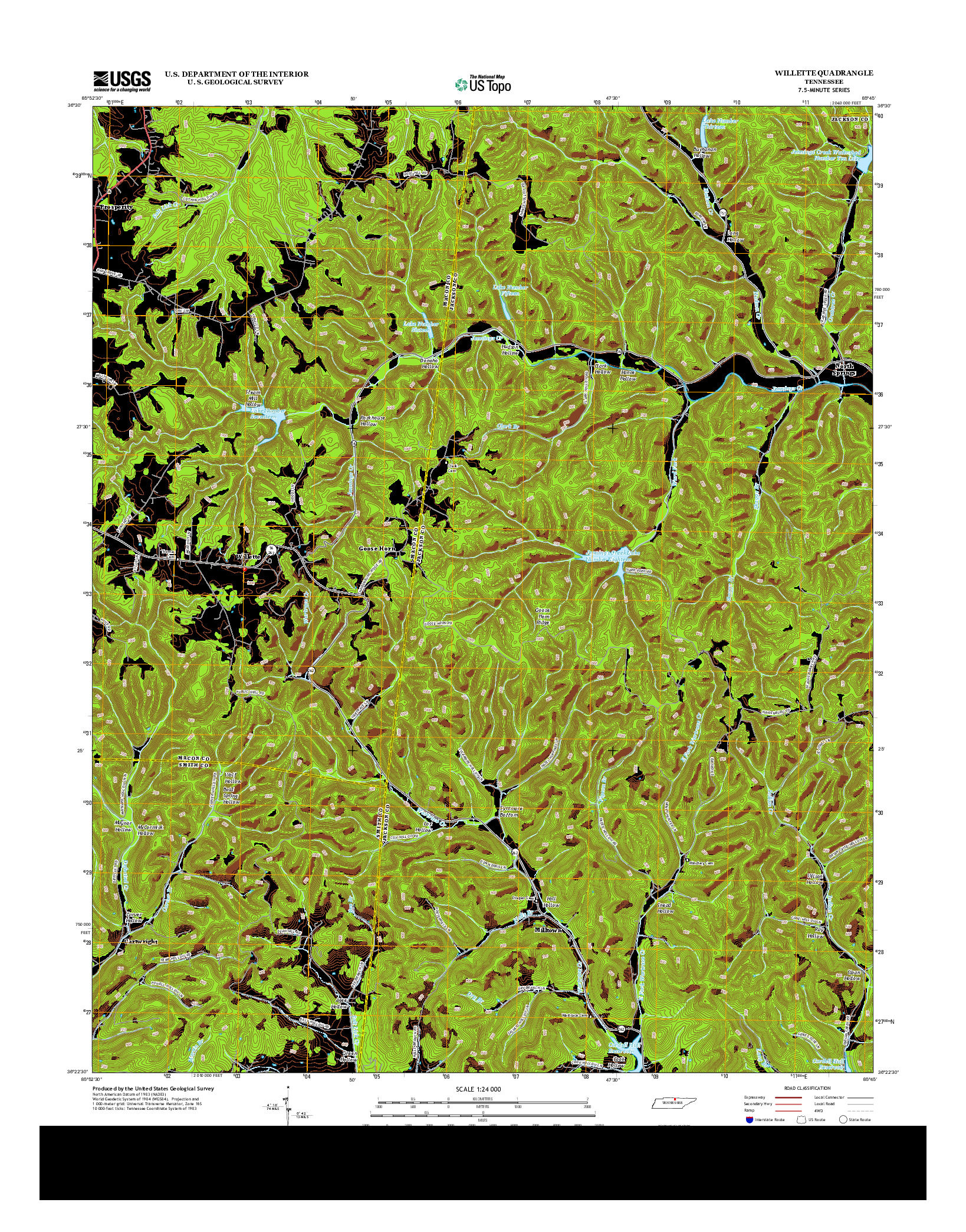 USGS US TOPO 7.5-MINUTE MAP FOR WILLETTE, TN 2013