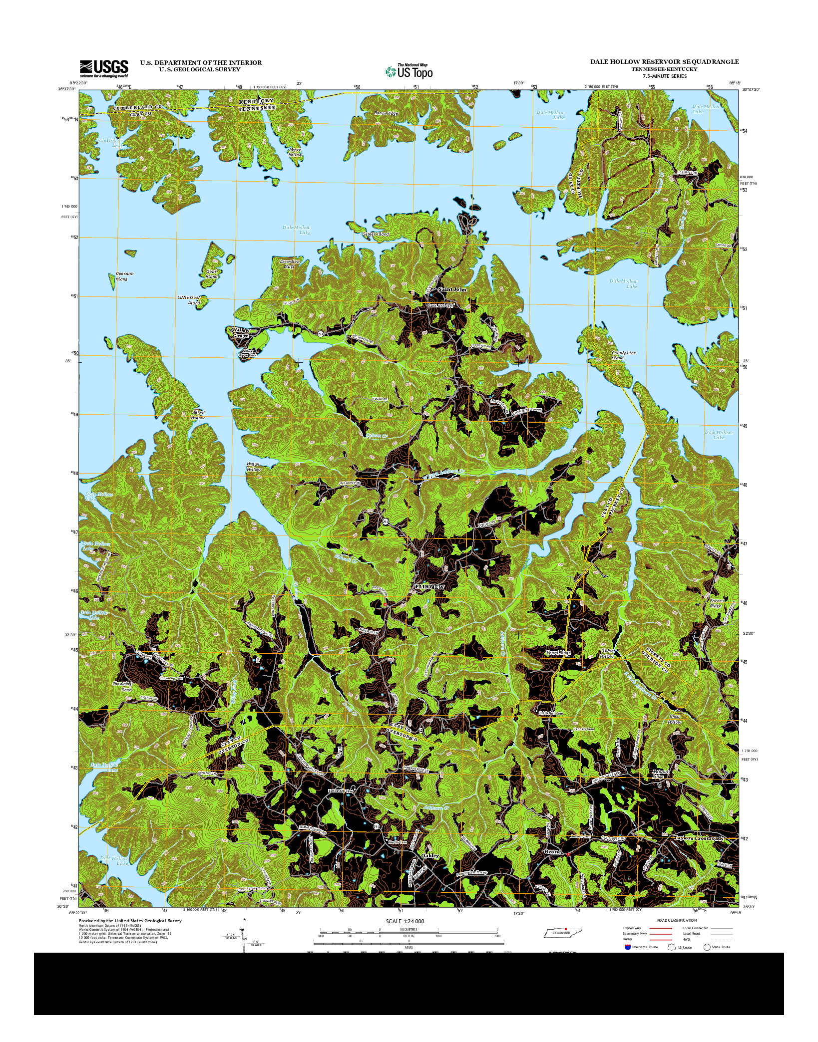 USGS US TOPO 7.5-MINUTE MAP FOR DALE HOLLOW RESERVOIR SE, TN-KY 2013