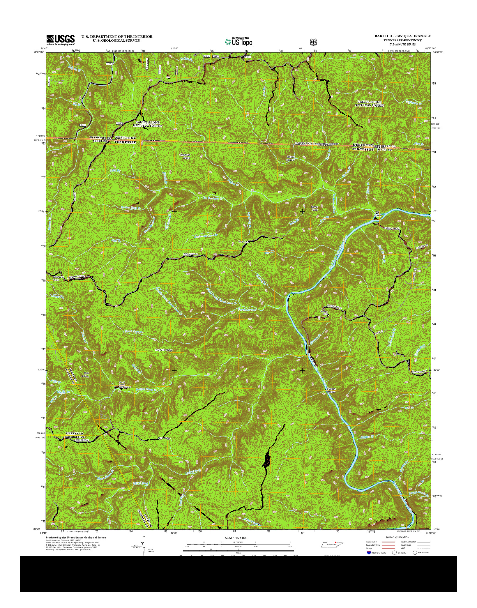 USGS US TOPO 7.5-MINUTE MAP FOR BARTHELL SW, TN-KY 2013
