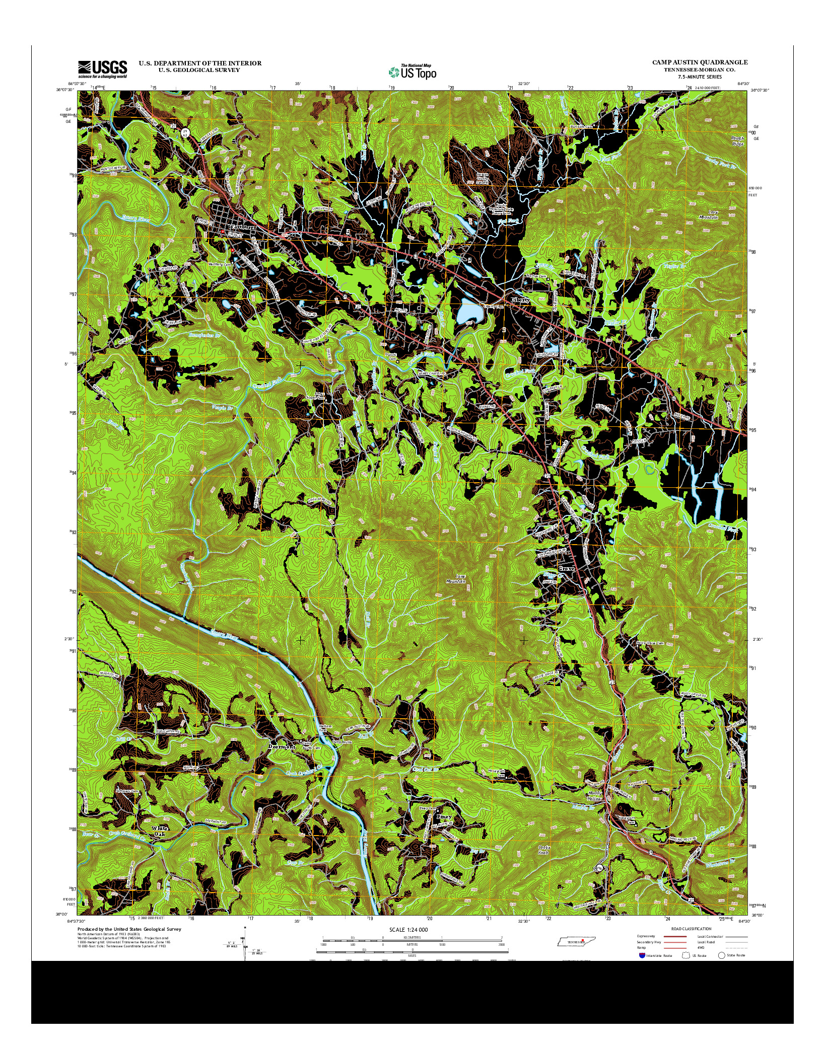 USGS US TOPO 7.5-MINUTE MAP FOR CAMP AUSTIN, TN 2013