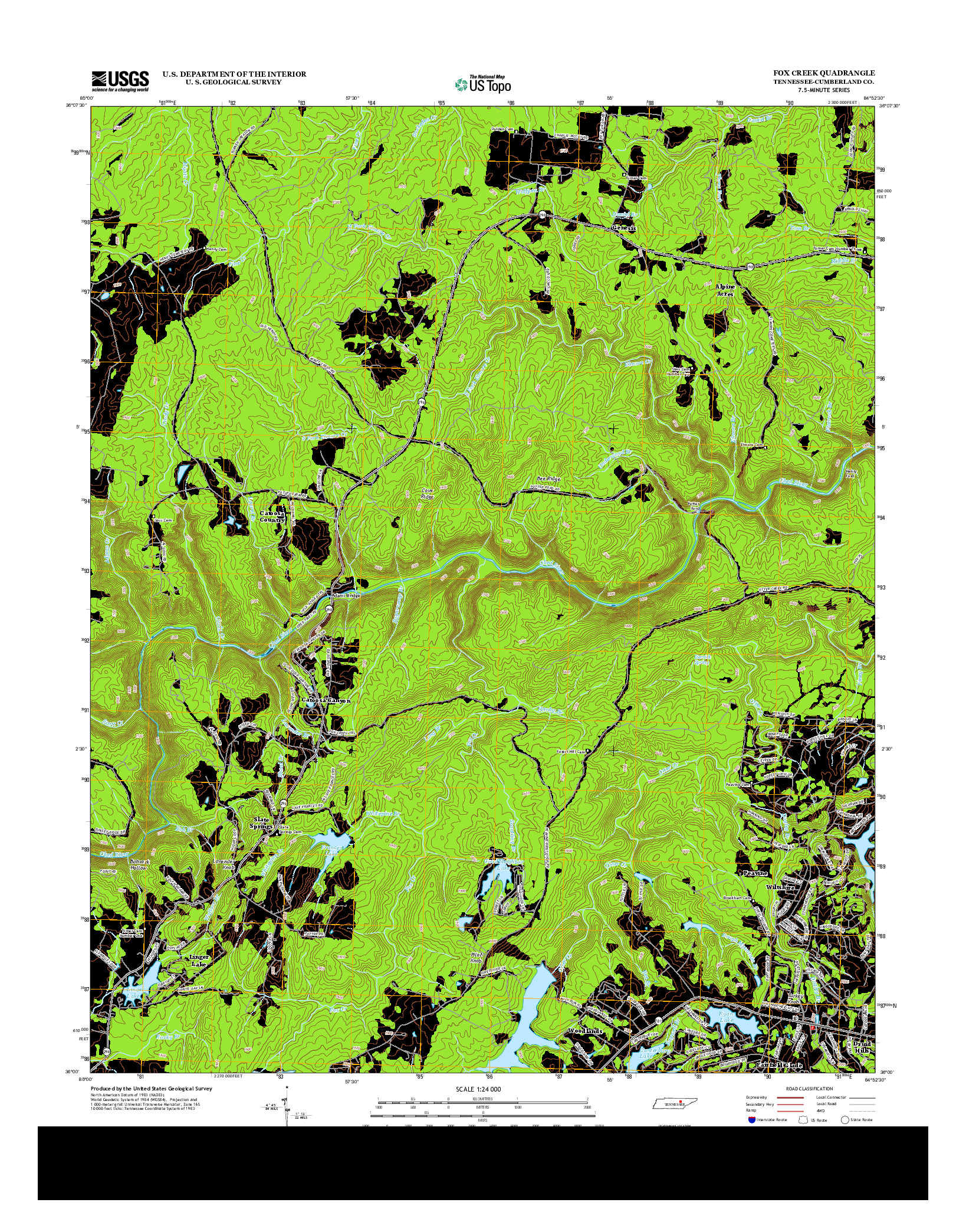USGS US TOPO 7.5-MINUTE MAP FOR FOX CREEK, TN 2013