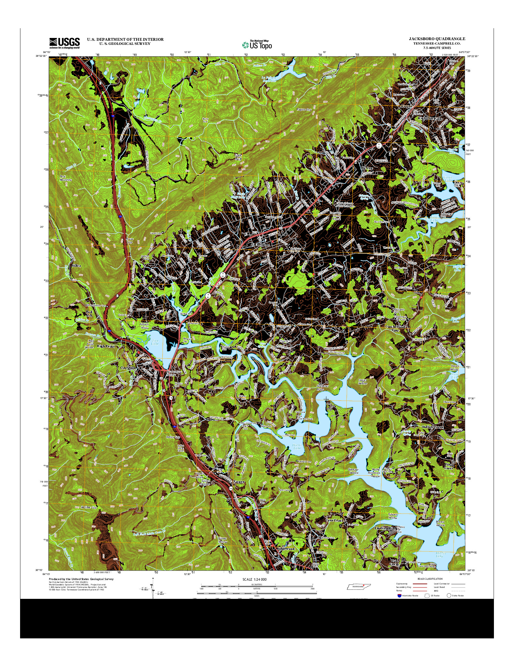 USGS US TOPO 7.5-MINUTE MAP FOR JACKSBORO, TN 2013