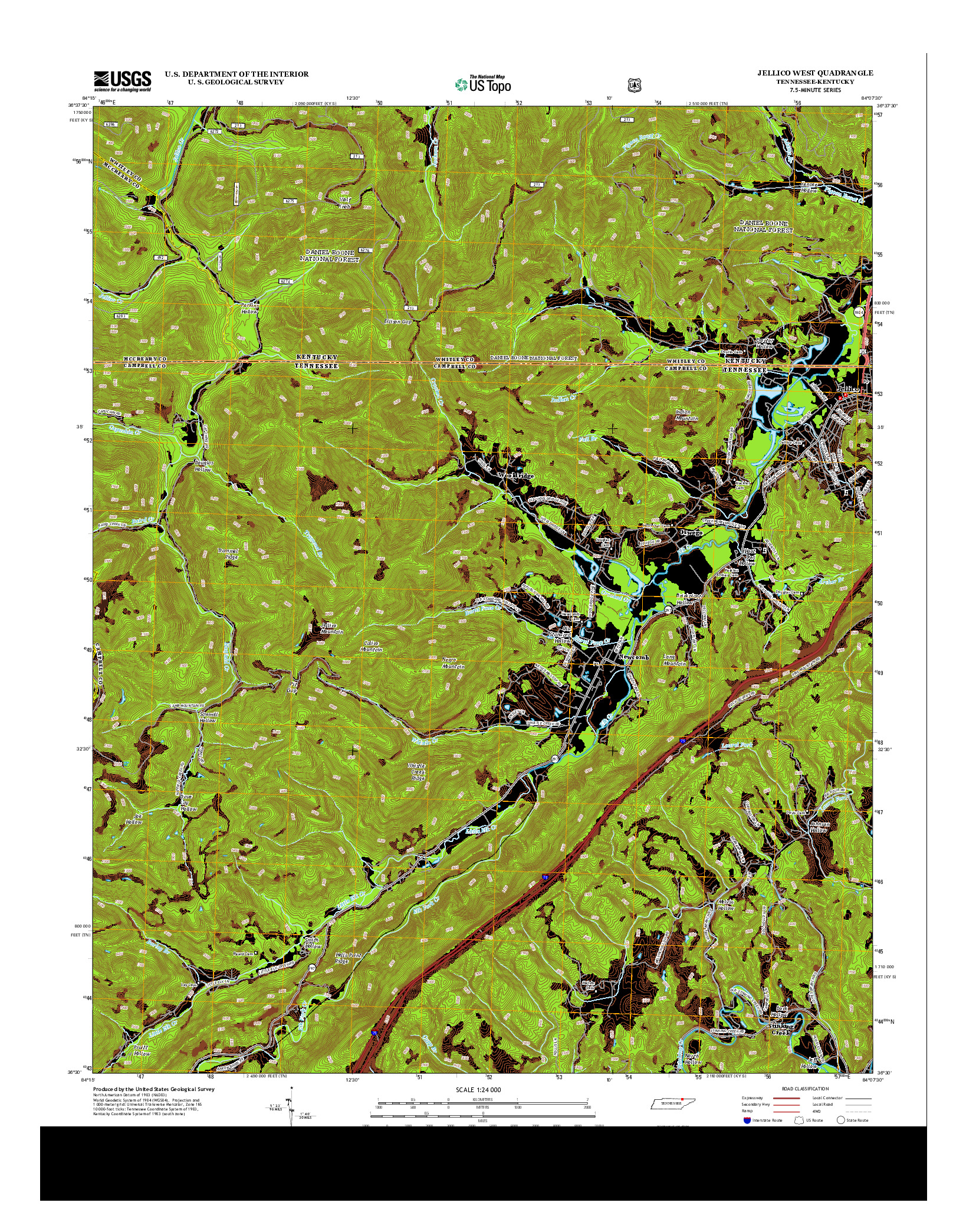 USGS US TOPO 7.5-MINUTE MAP FOR JELLICO WEST, TN-KY 2013