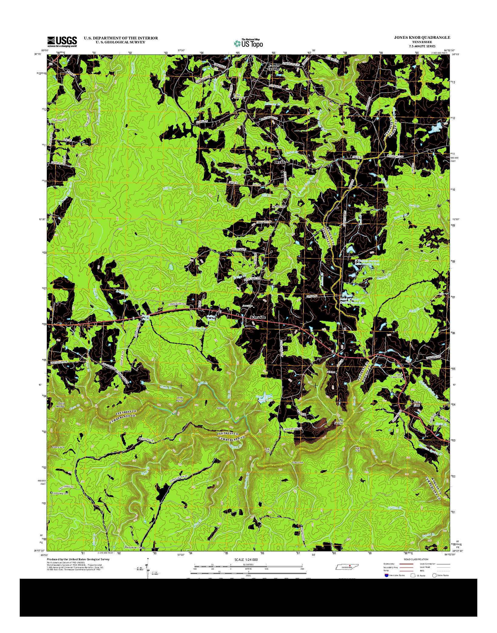 USGS US TOPO 7.5-MINUTE MAP FOR JONES KNOB, TN 2013