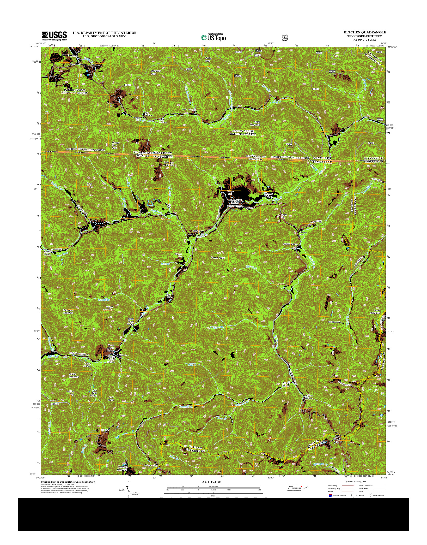 USGS US TOPO 7.5-MINUTE MAP FOR KETCHEN, TN-KY 2013