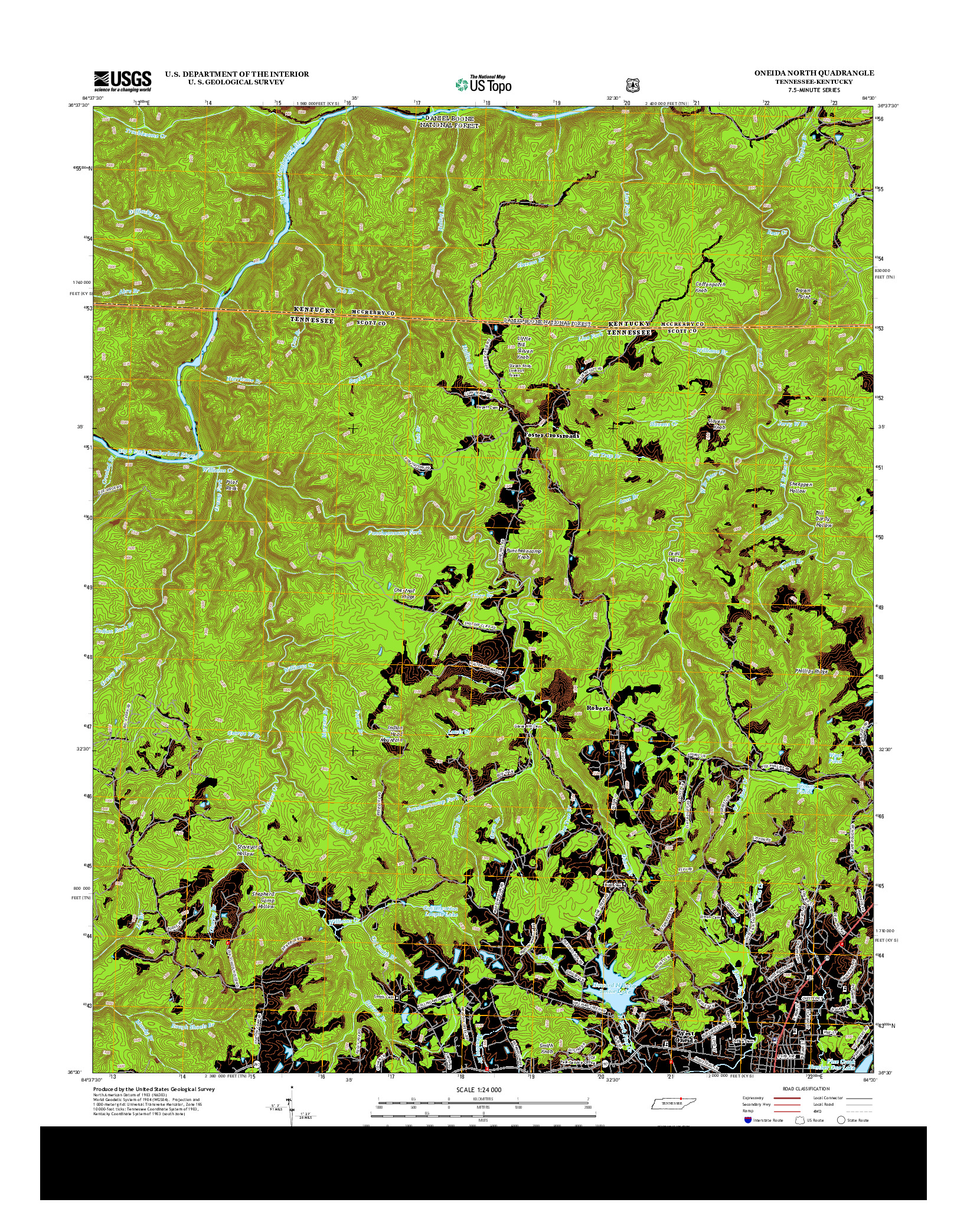 USGS US TOPO 7.5-MINUTE MAP FOR ONEIDA NORTH, TN-KY 2013