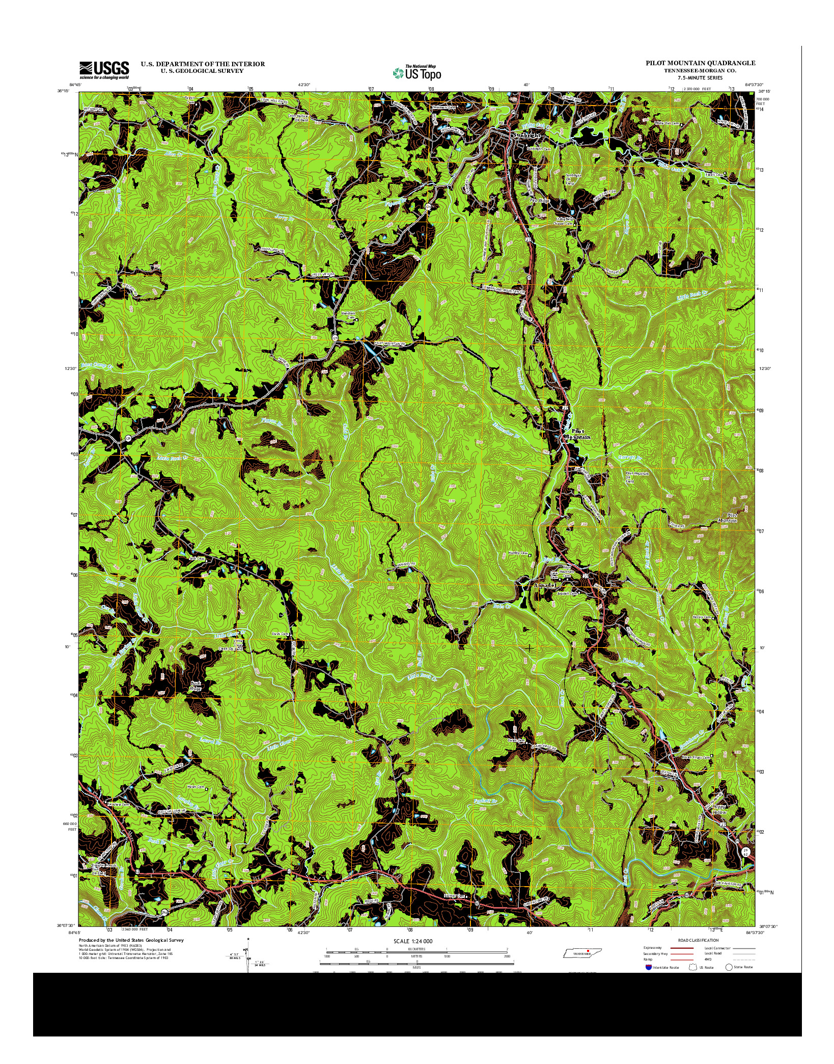 USGS US TOPO 7.5-MINUTE MAP FOR PILOT MOUNTAIN, TN 2013