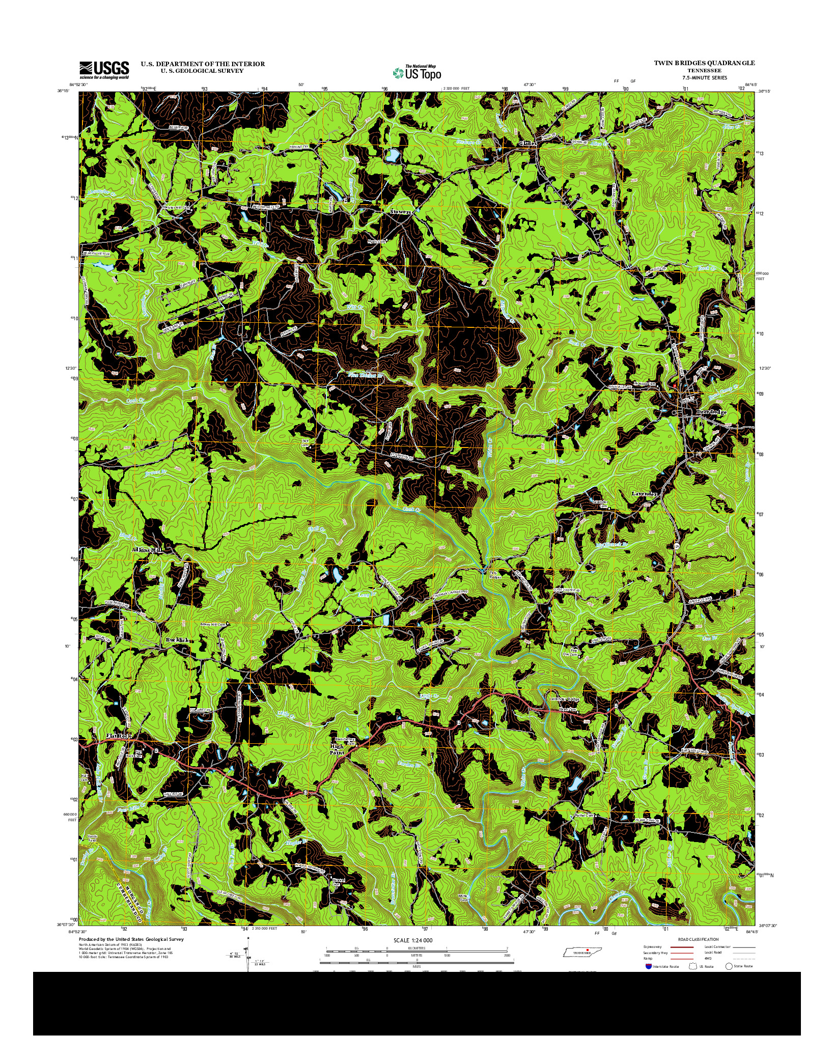 USGS US TOPO 7.5-MINUTE MAP FOR TWIN BRIDGES, TN 2013