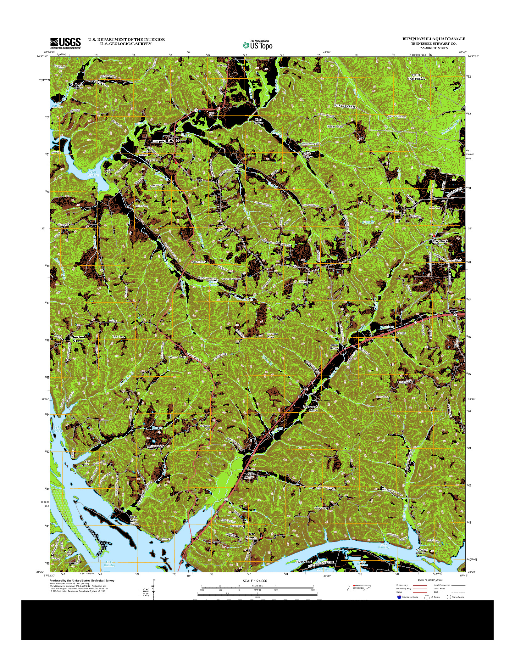 USGS US TOPO 7.5-MINUTE MAP FOR BUMPUS MILLS, TN 2013