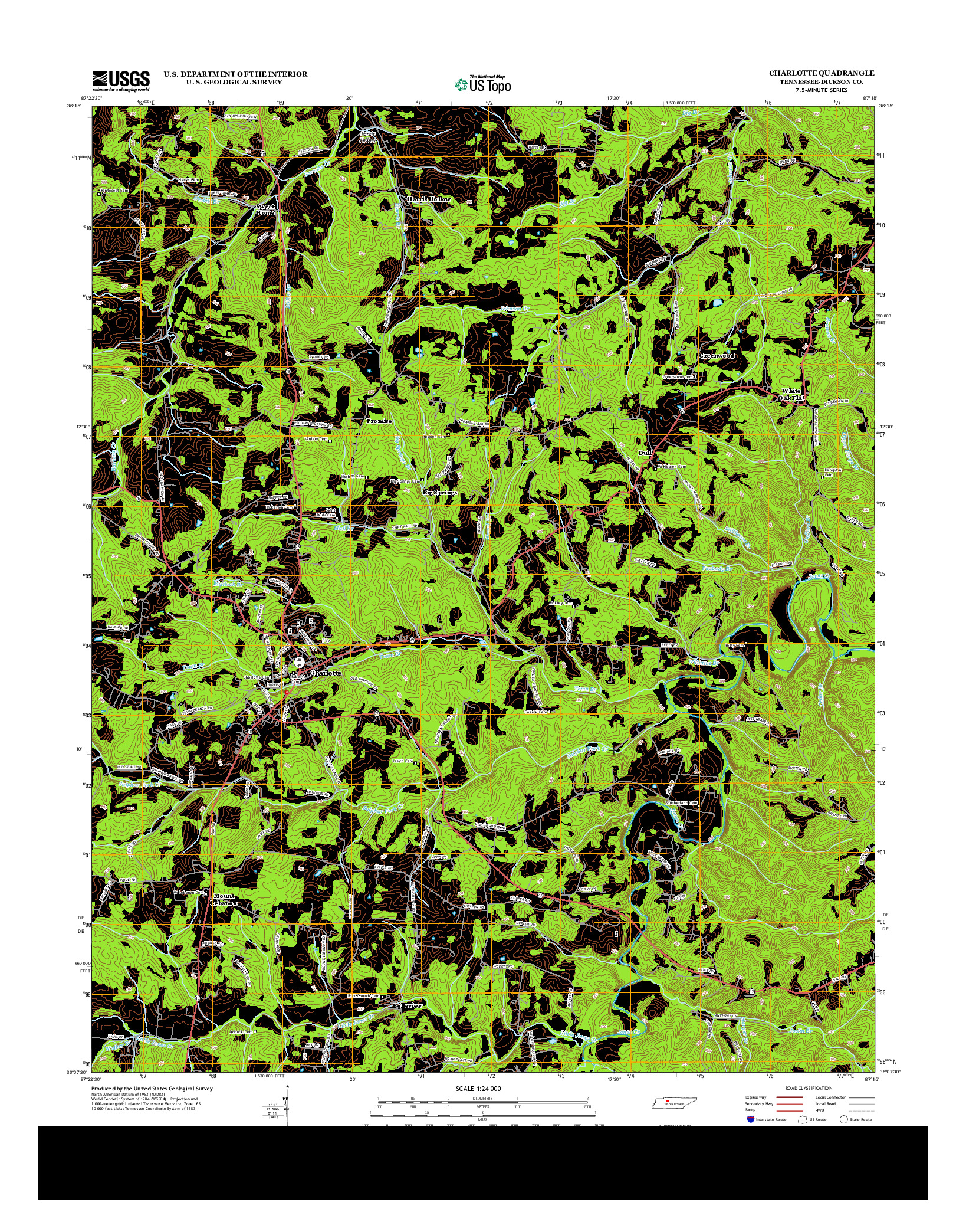 USGS US TOPO 7.5-MINUTE MAP FOR CHARLOTTE, TN 2013