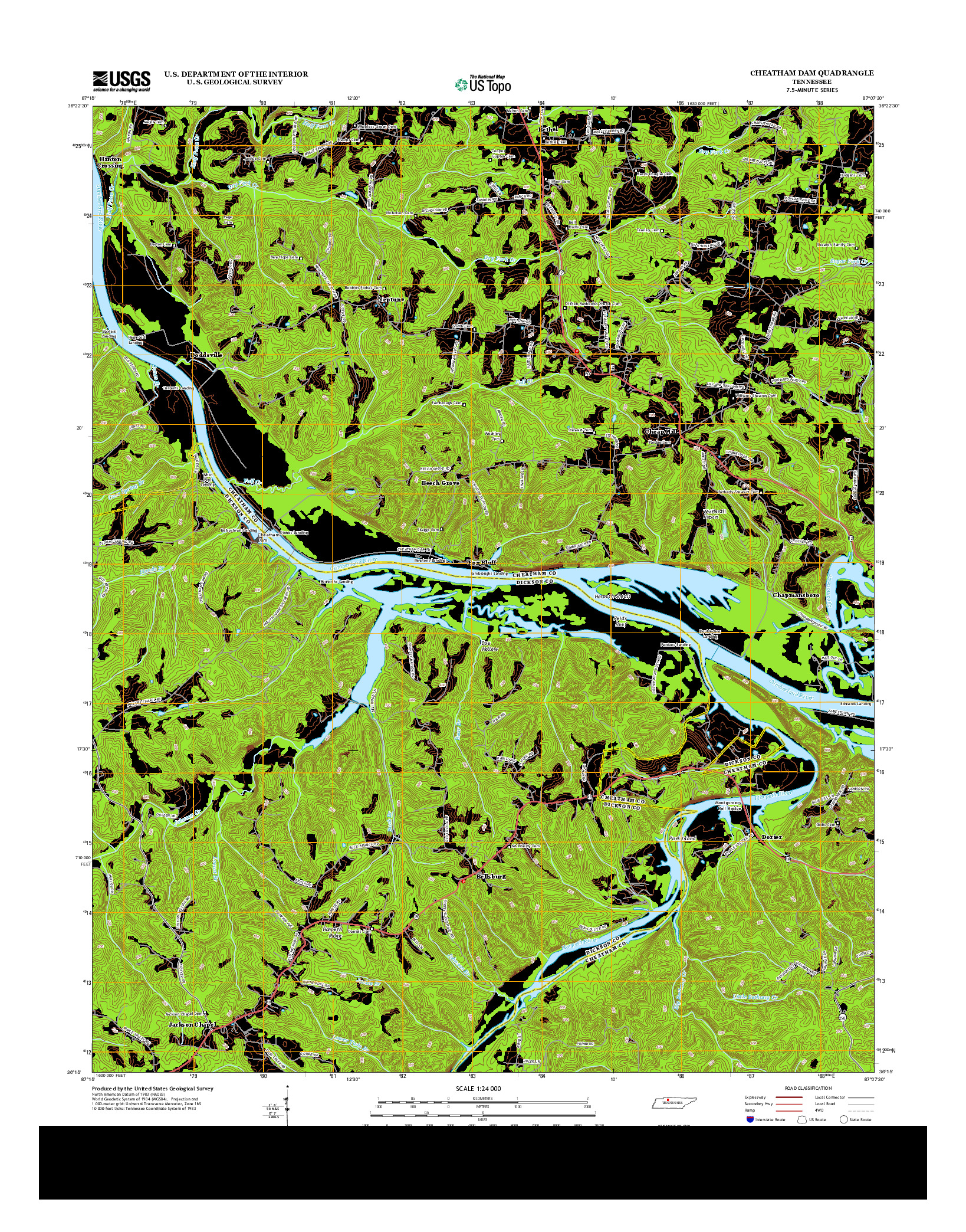 USGS US TOPO 7.5-MINUTE MAP FOR CHEATHAM DAM, TN 2013
