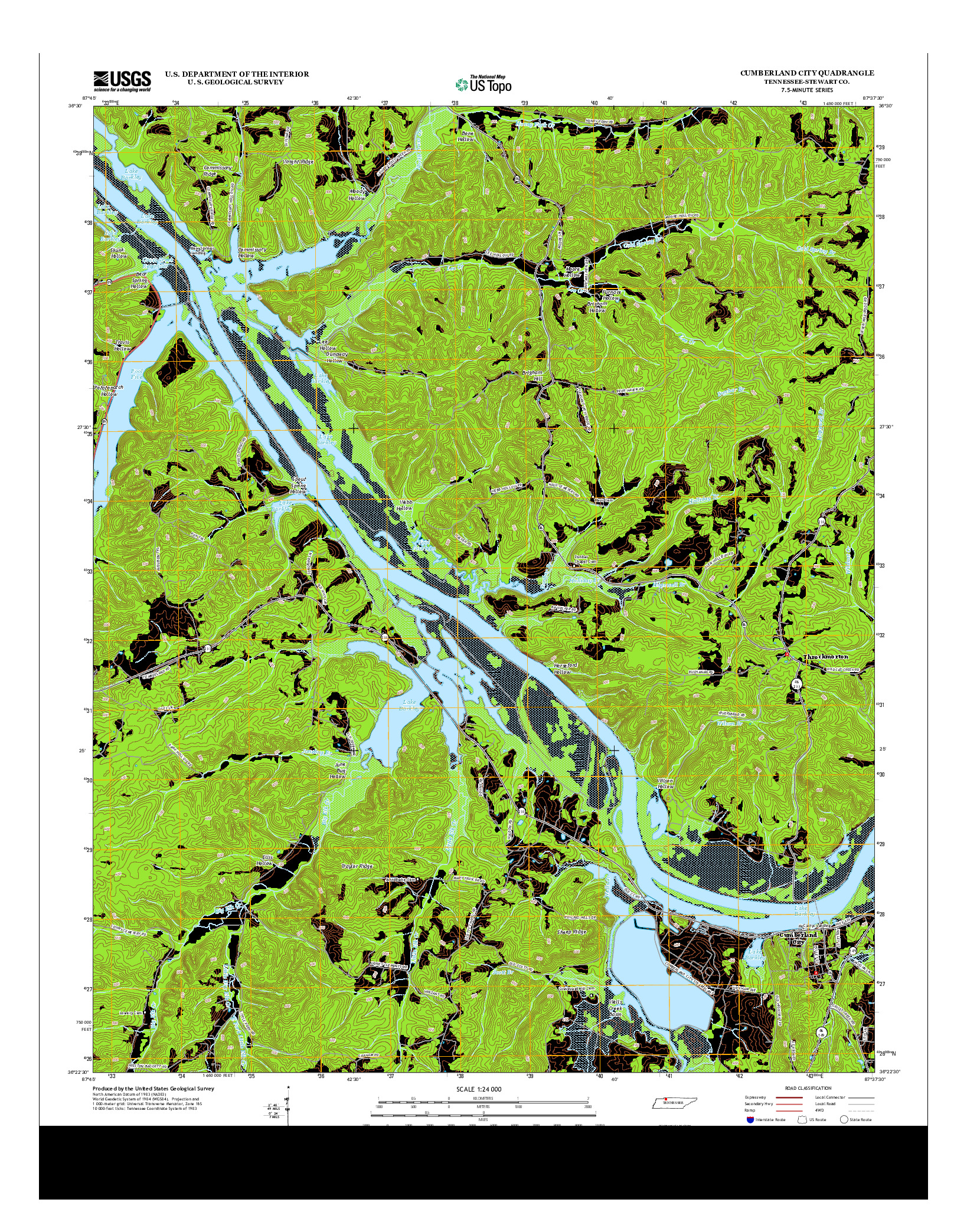 USGS US TOPO 7.5-MINUTE MAP FOR CUMBERLAND CITY, TN 2013