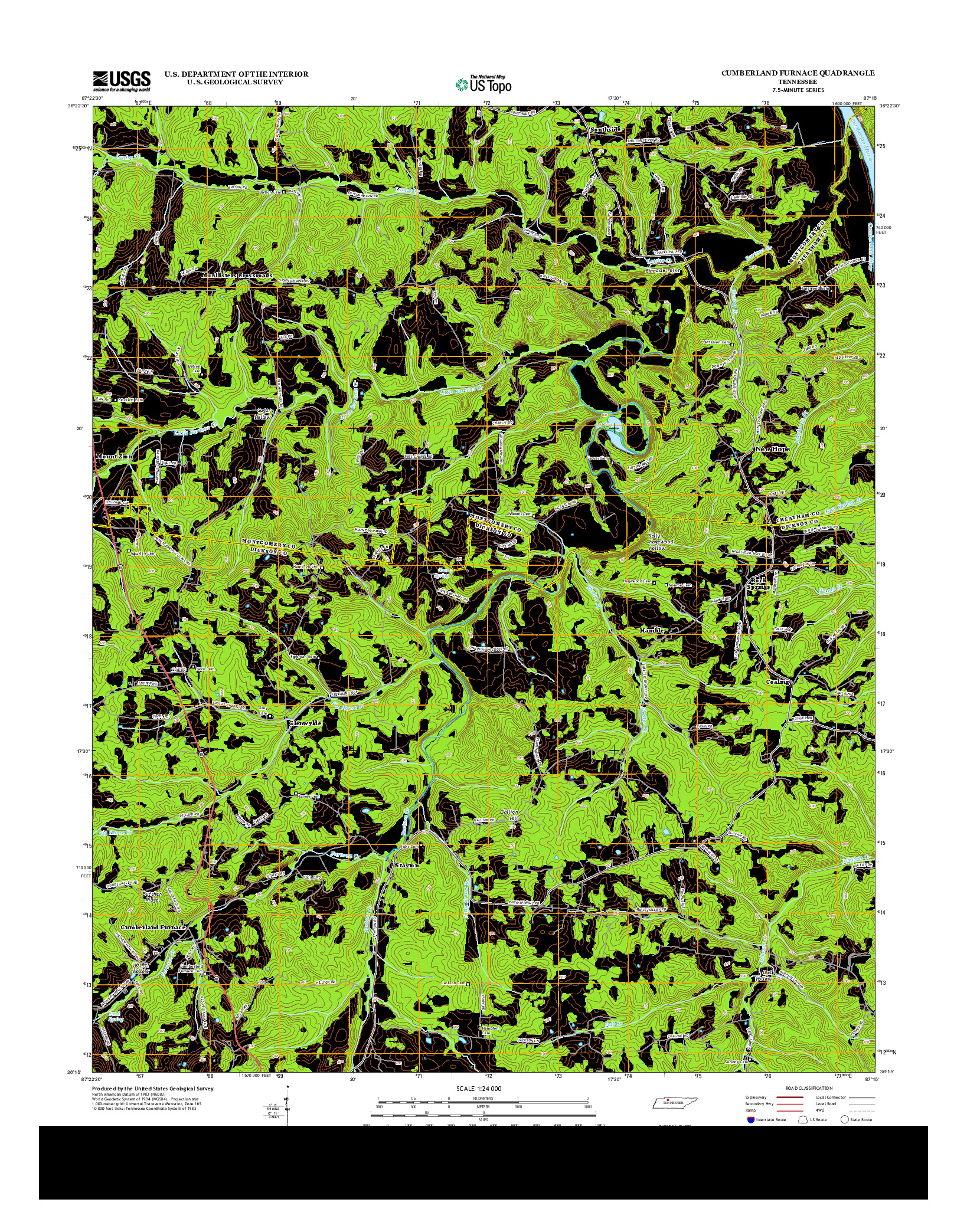 USGS US TOPO 7.5-MINUTE MAP FOR CUMBERLAND FURNACE, TN 2013