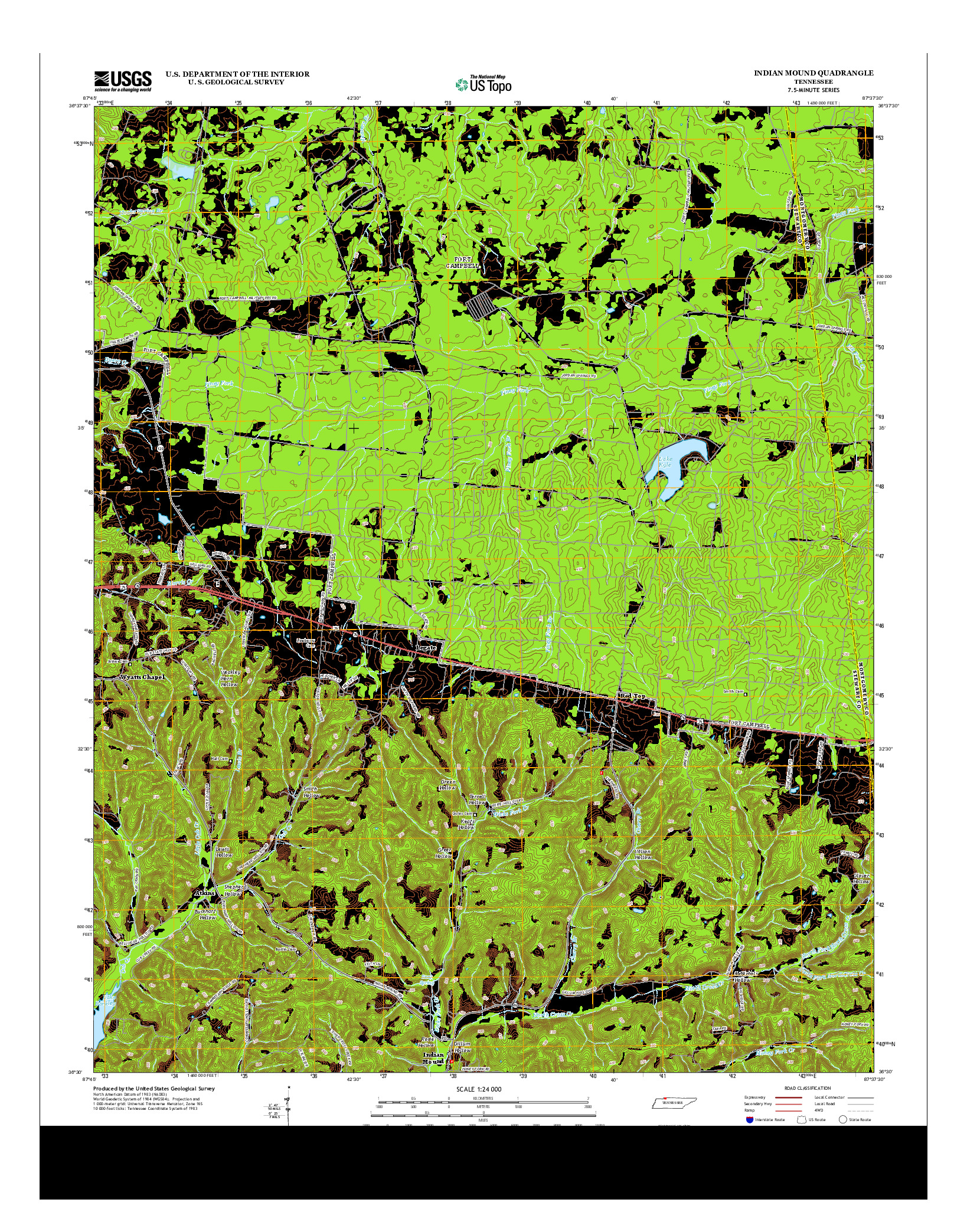 USGS US TOPO 7.5-MINUTE MAP FOR INDIAN MOUND, TN 2013