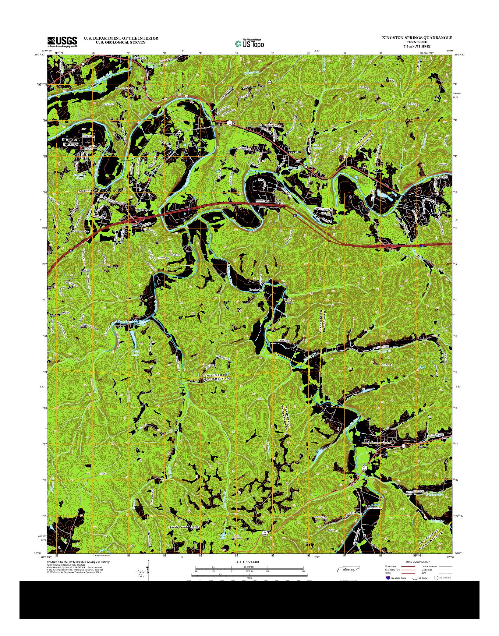 USGS US TOPO 7.5-MINUTE MAP FOR KINGSTON SPRINGS, TN 2013