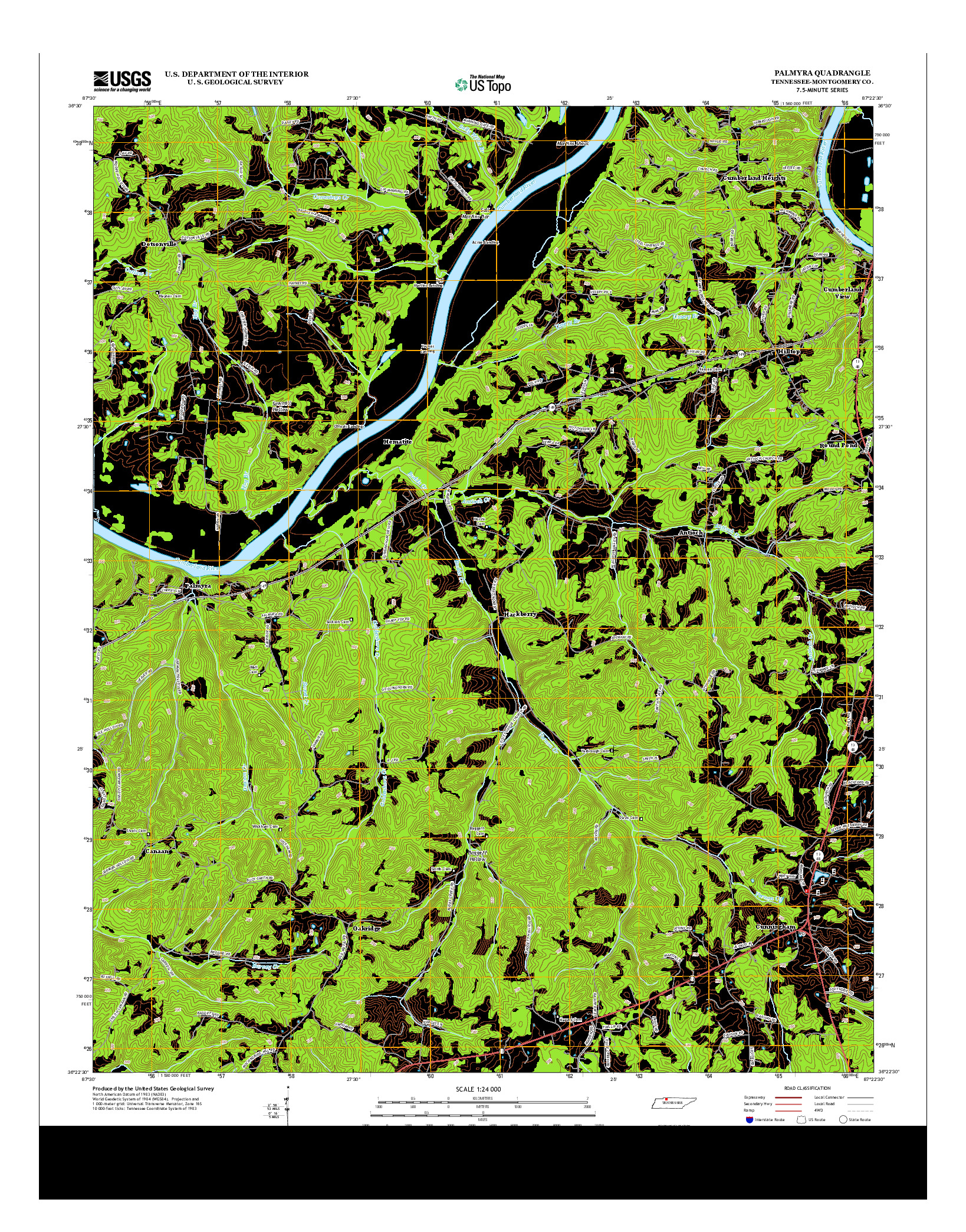 USGS US TOPO 7.5-MINUTE MAP FOR PALMYRA, TN 2013