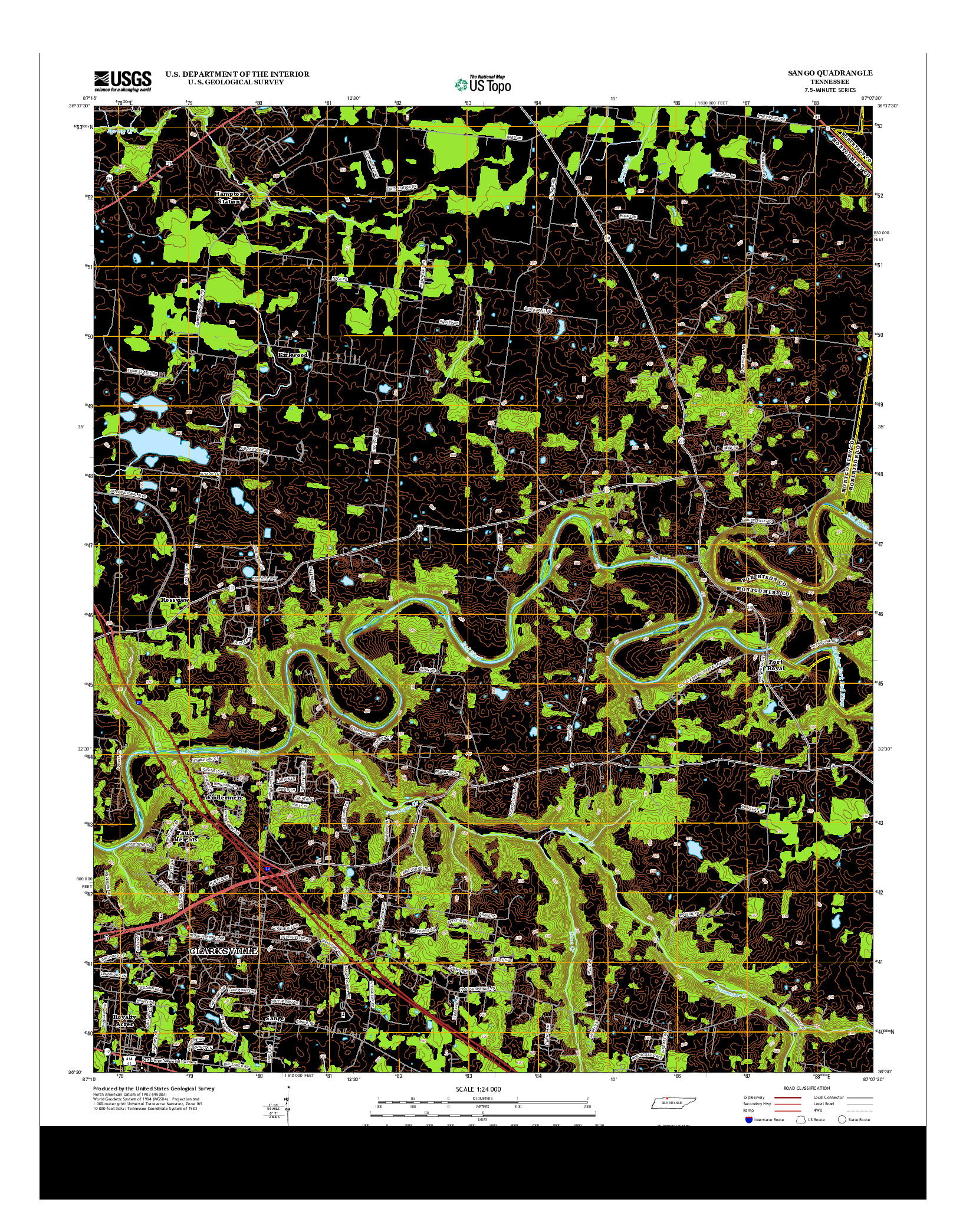 USGS US TOPO 7.5-MINUTE MAP FOR SANGO, TN 2013