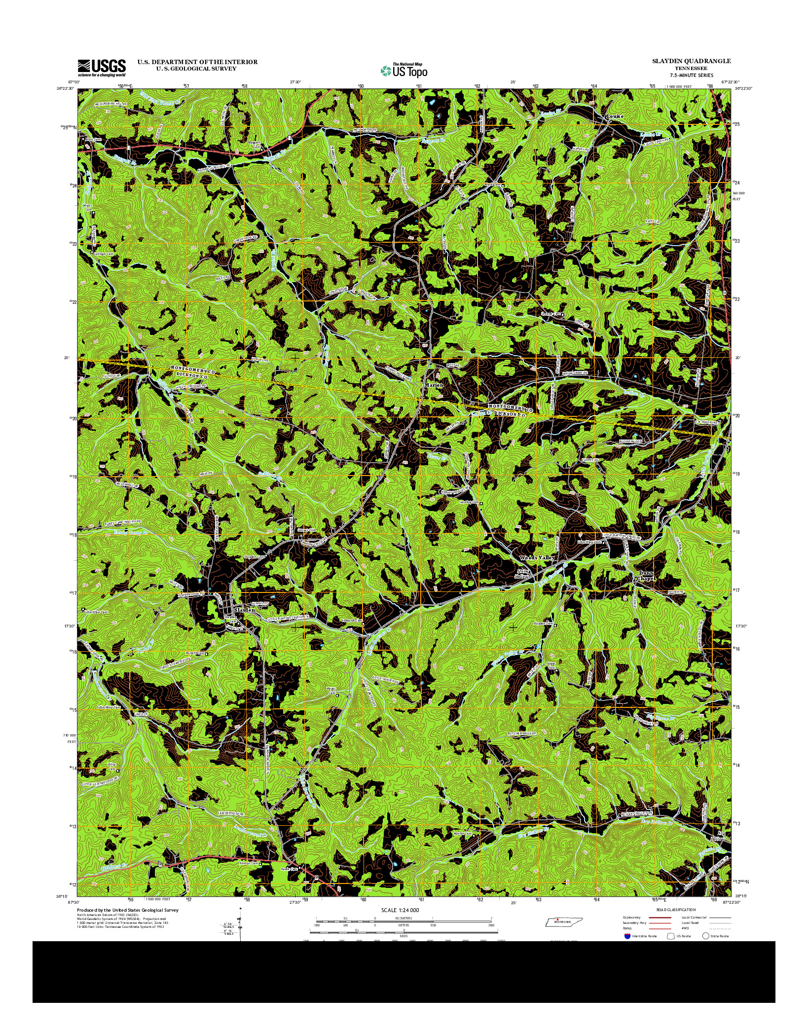 USGS US TOPO 7.5-MINUTE MAP FOR SLAYDEN, TN 2013