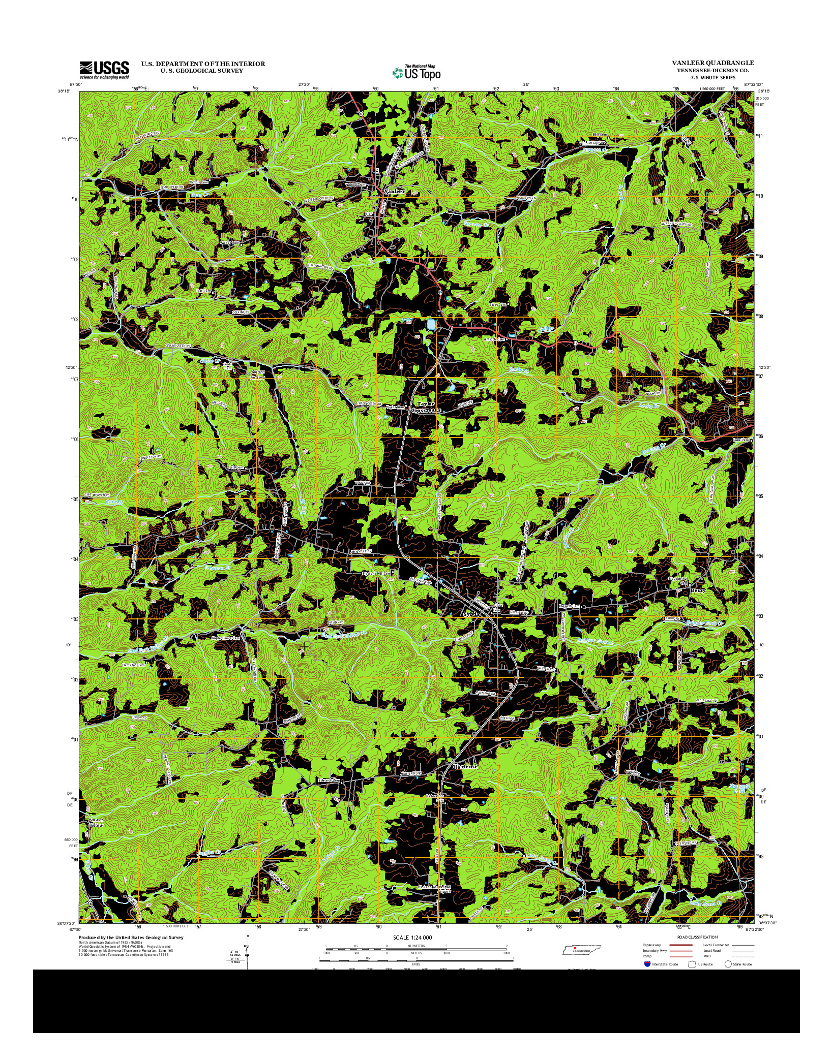 USGS US TOPO 7.5-MINUTE MAP FOR VANLEER, TN 2013