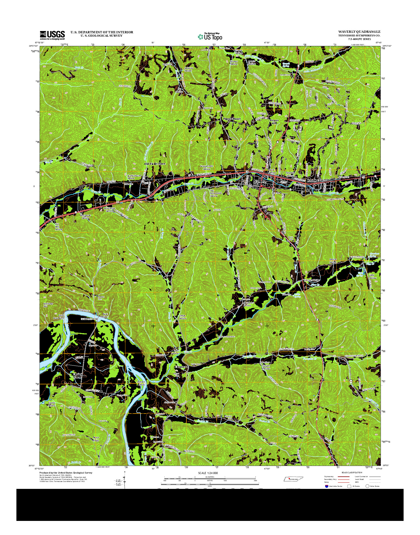 USGS US TOPO 7.5-MINUTE MAP FOR WAVERLY, TN 2013