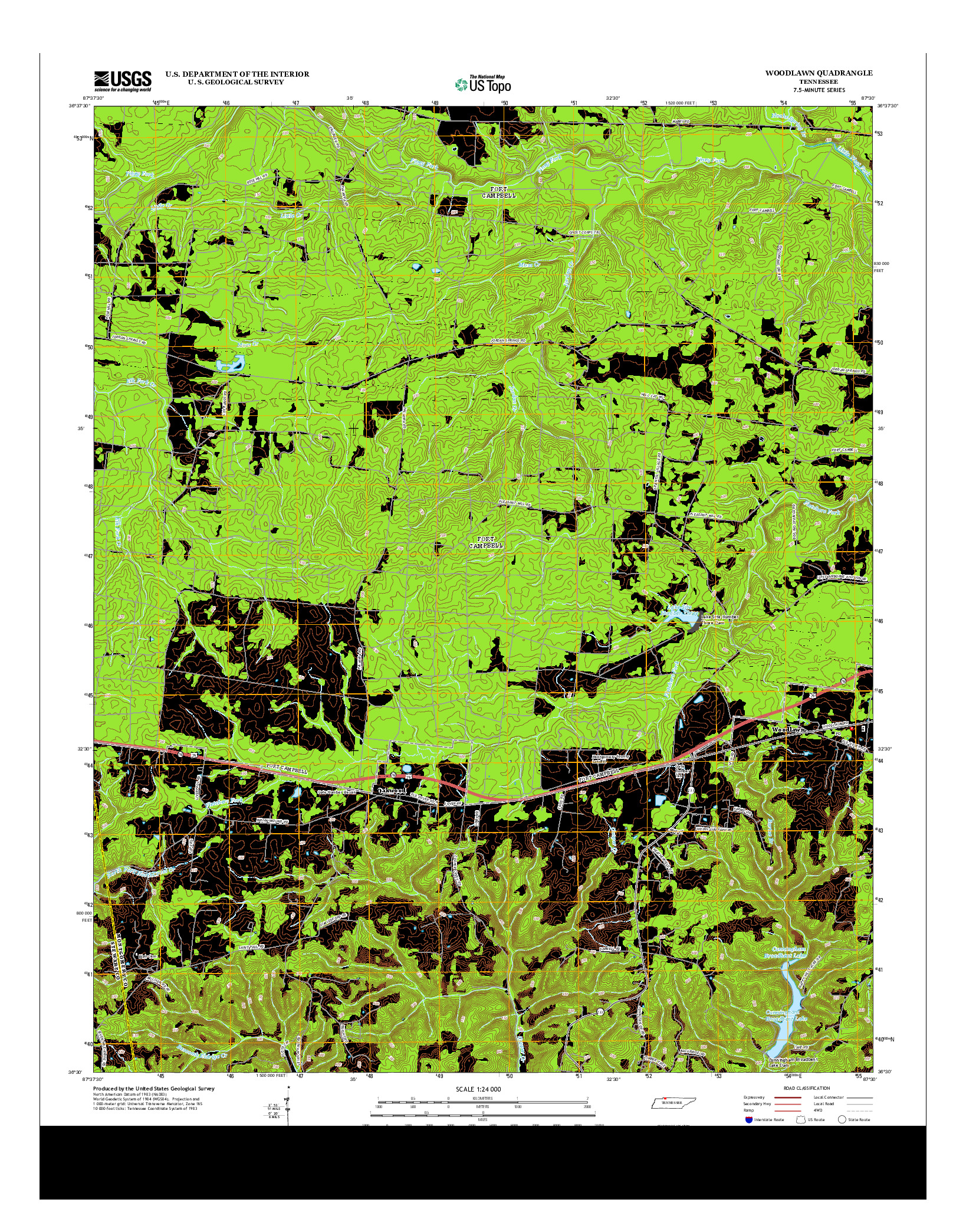 USGS US TOPO 7.5-MINUTE MAP FOR WOODLAWN, TN 2013