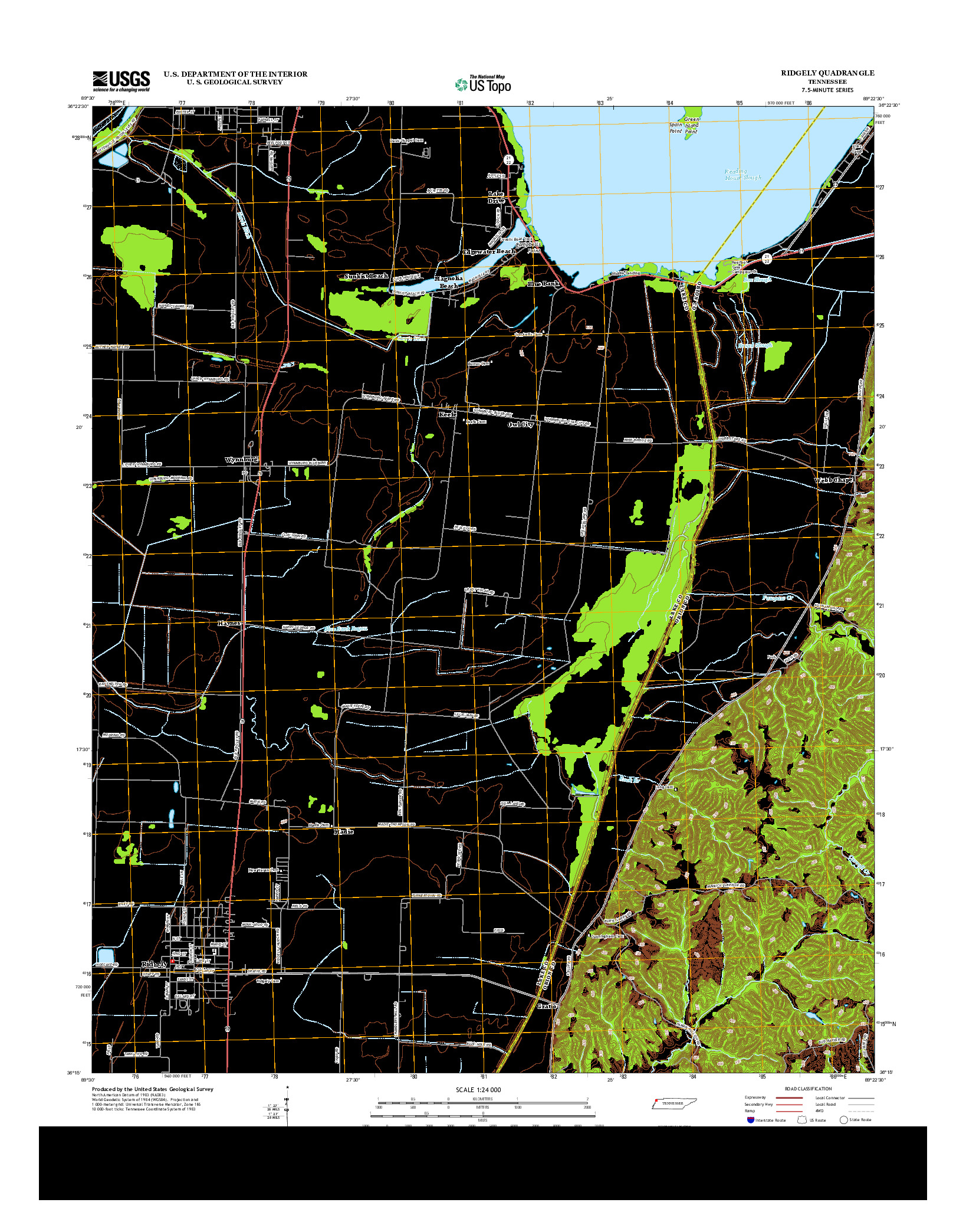 USGS US TOPO 7.5-MINUTE MAP FOR RIDGELY, TN 2013