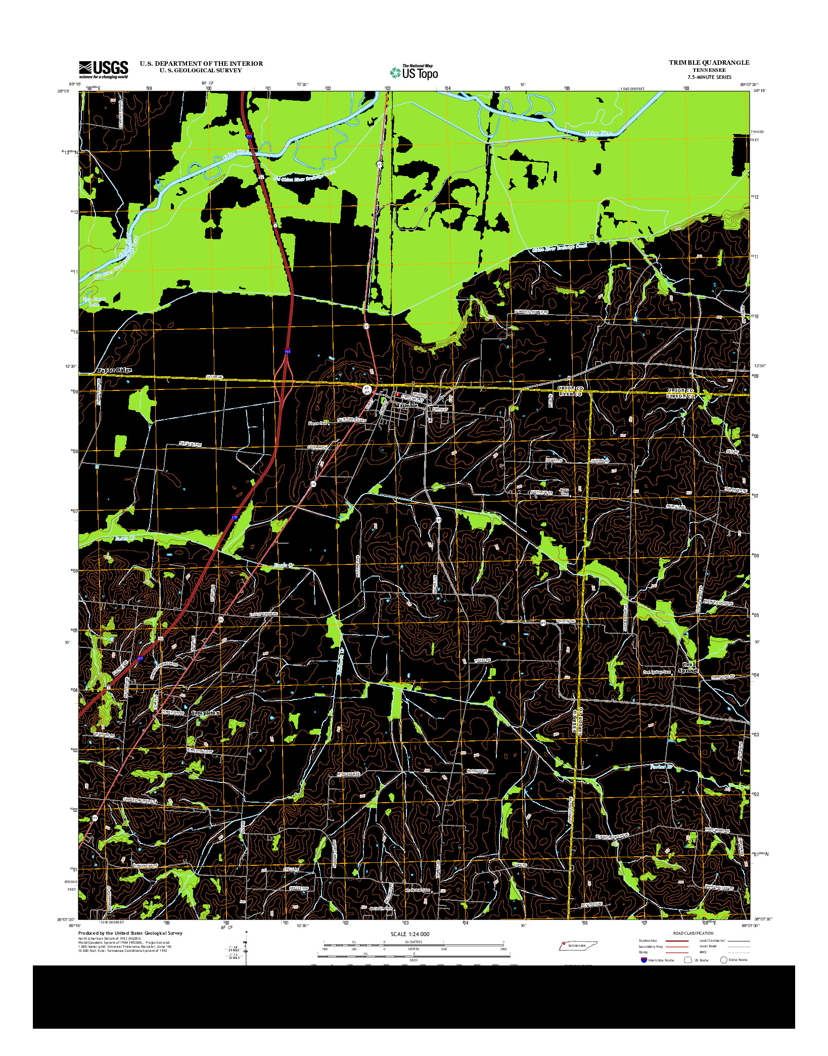 USGS US TOPO 7.5-MINUTE MAP FOR TRIMBLE, TN 2013