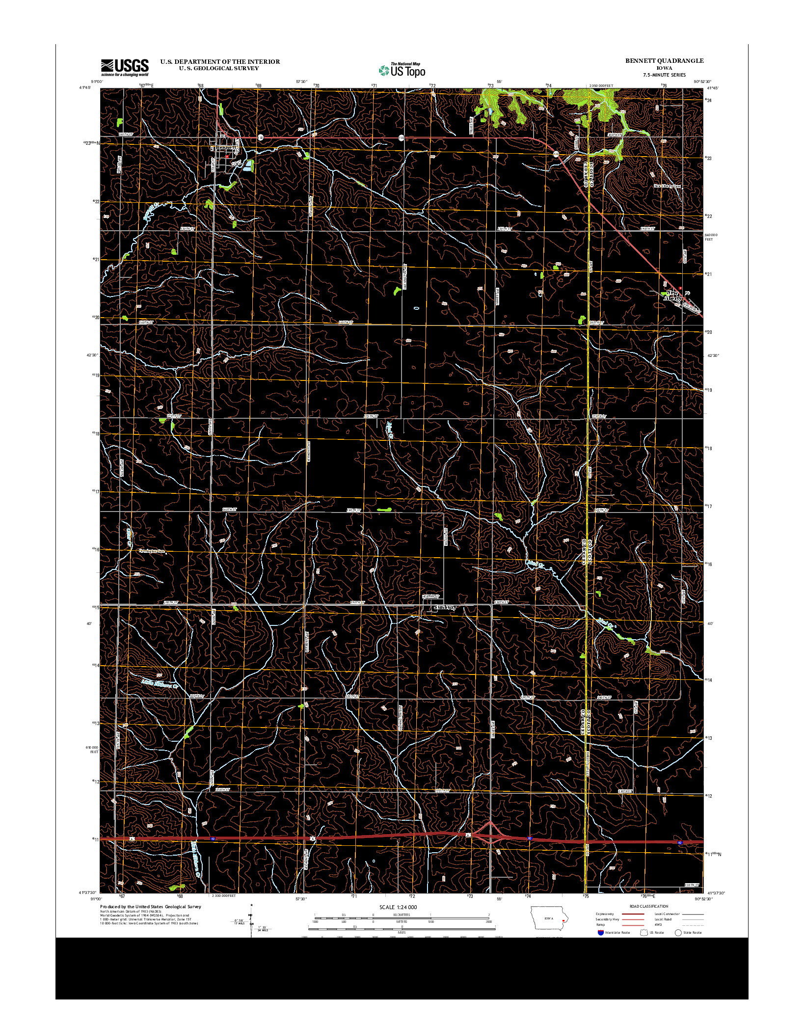 USGS US TOPO 7.5-MINUTE MAP FOR BENNETT, IA 2013
