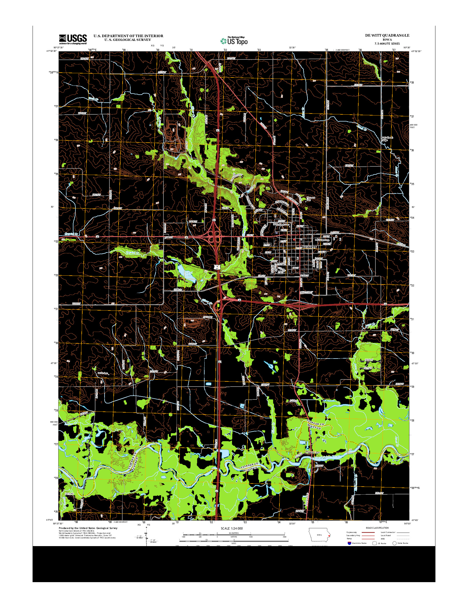 USGS US TOPO 7.5-MINUTE MAP FOR DE WITT, IA 2013