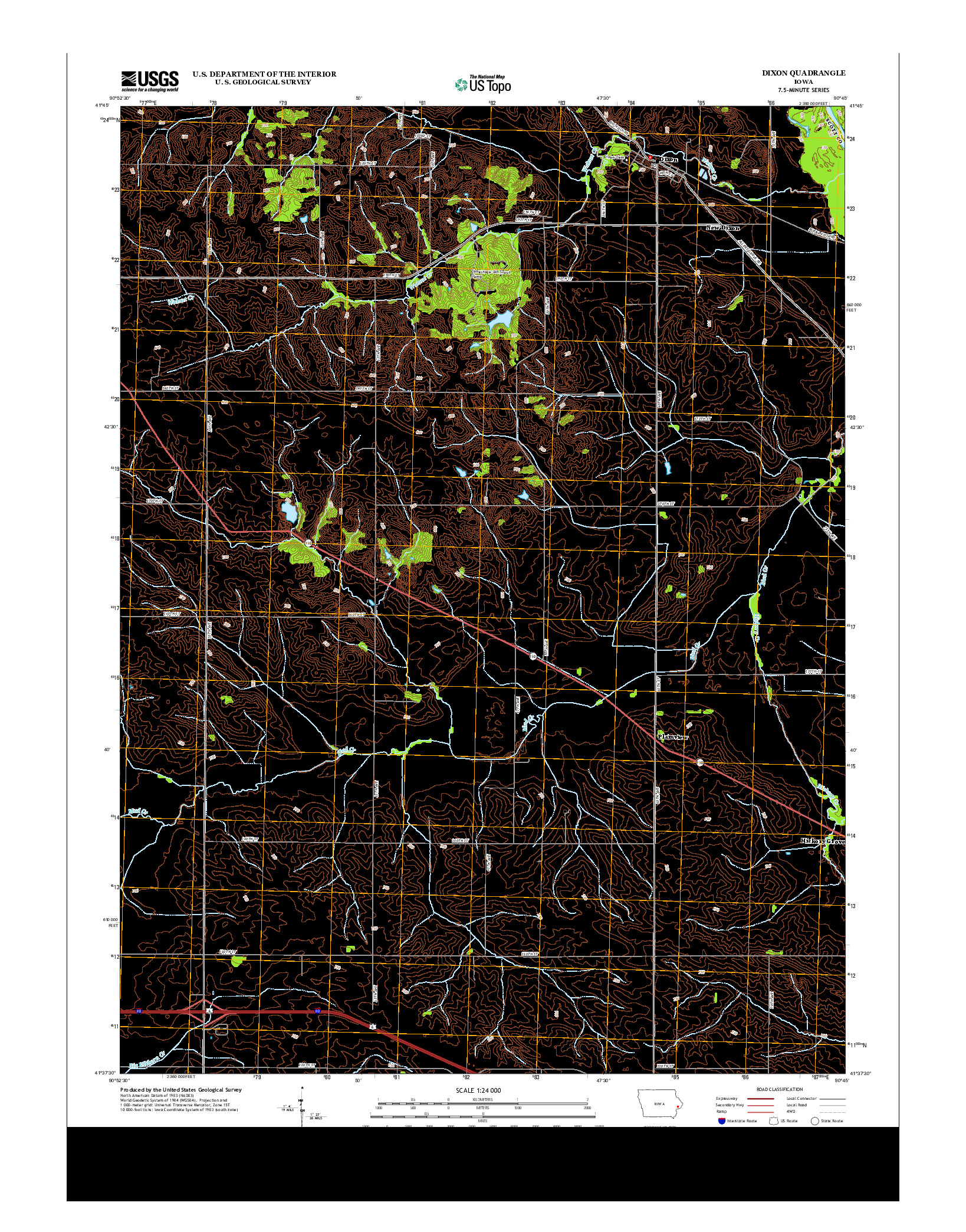 USGS US TOPO 7.5-MINUTE MAP FOR DIXON, IA 2013