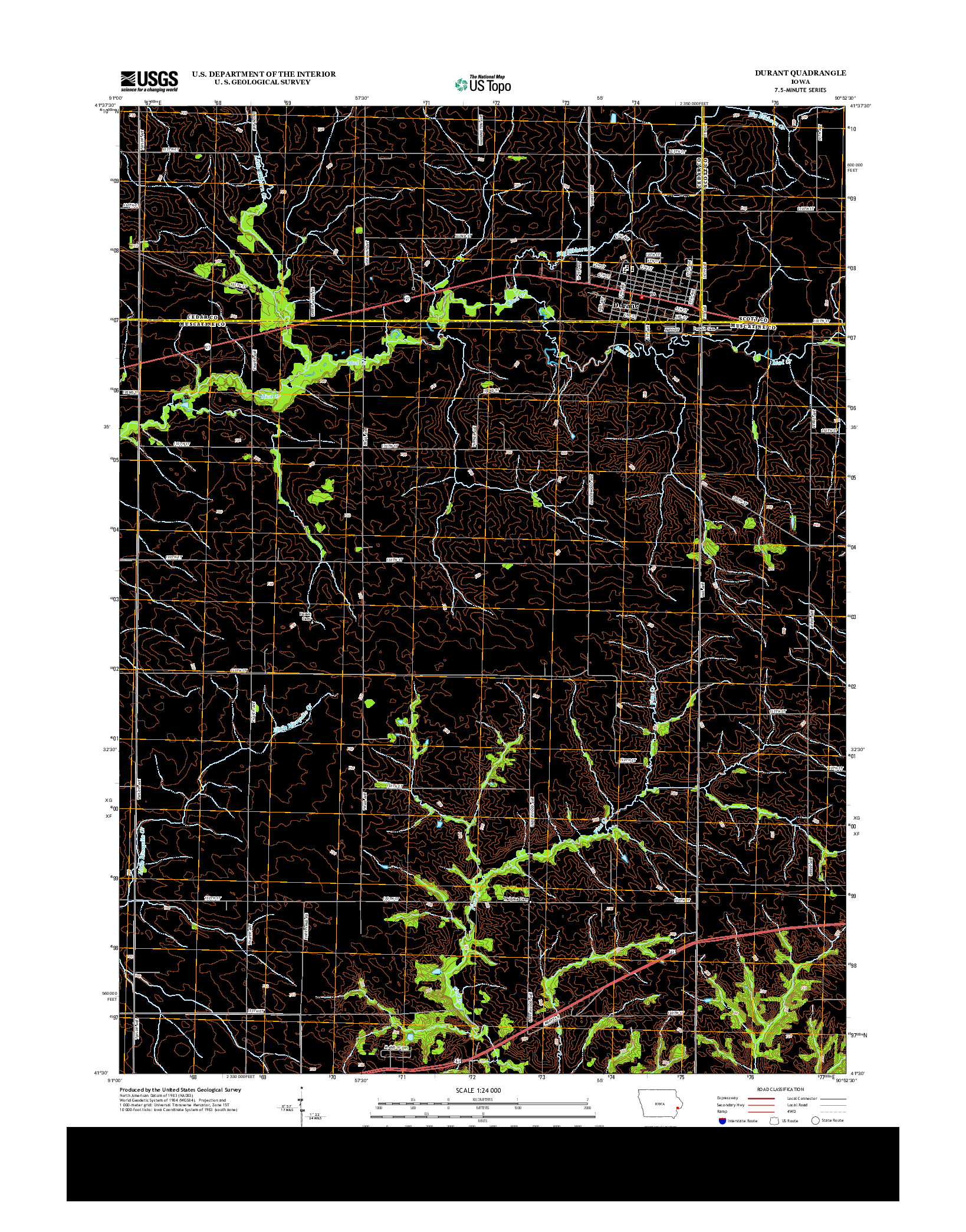 USGS US TOPO 7.5-MINUTE MAP FOR DURANT, IA 2013