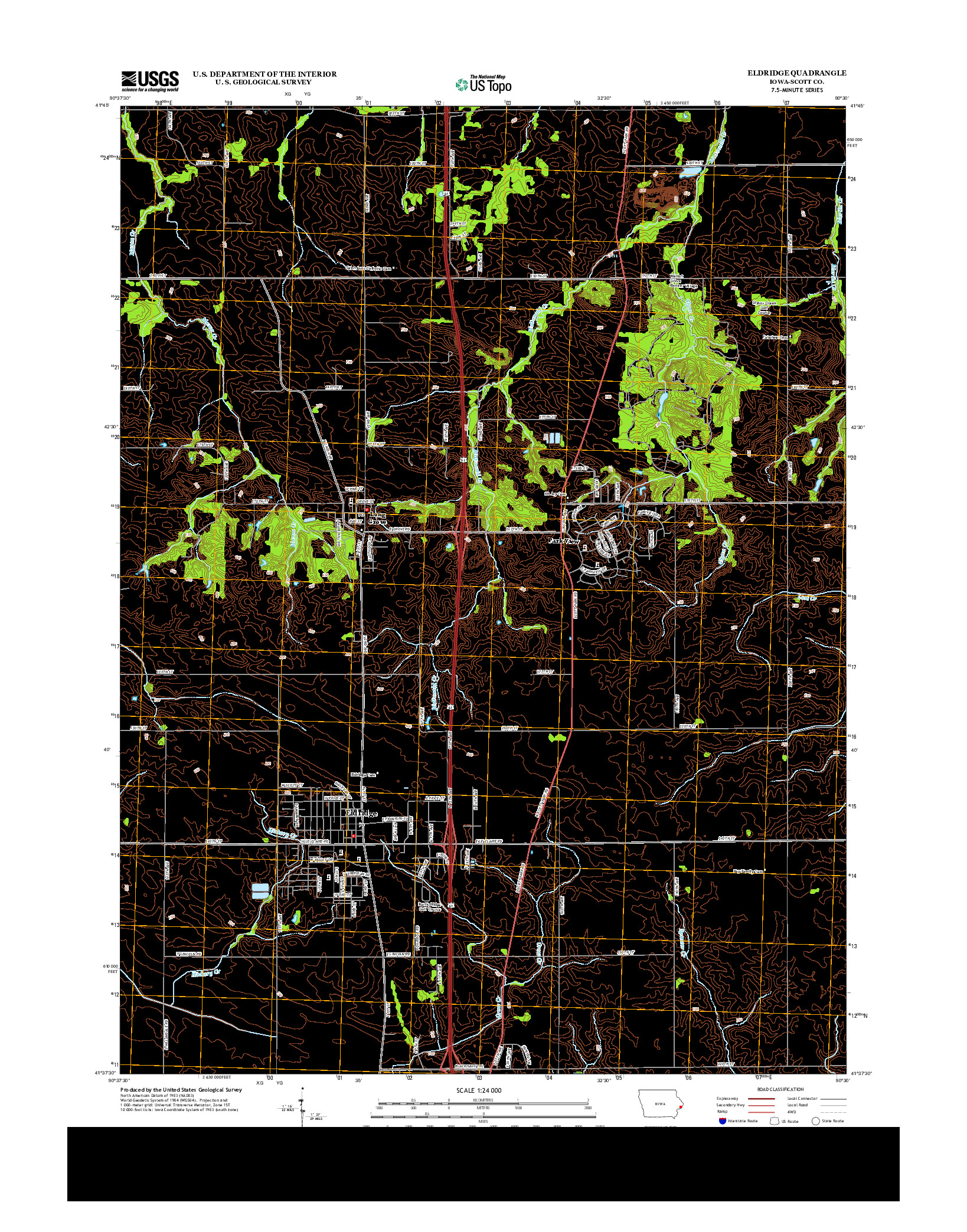 USGS US TOPO 7.5-MINUTE MAP FOR ELDRIDGE, IA 2013