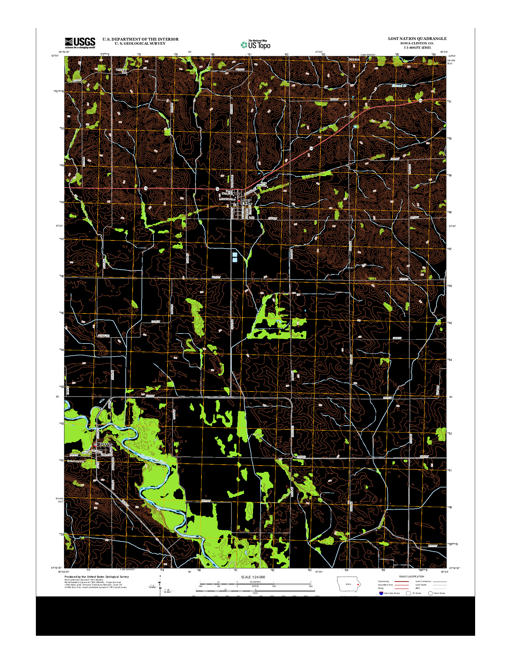 USGS US TOPO 7.5-MINUTE MAP FOR LOST NATION, IA 2013