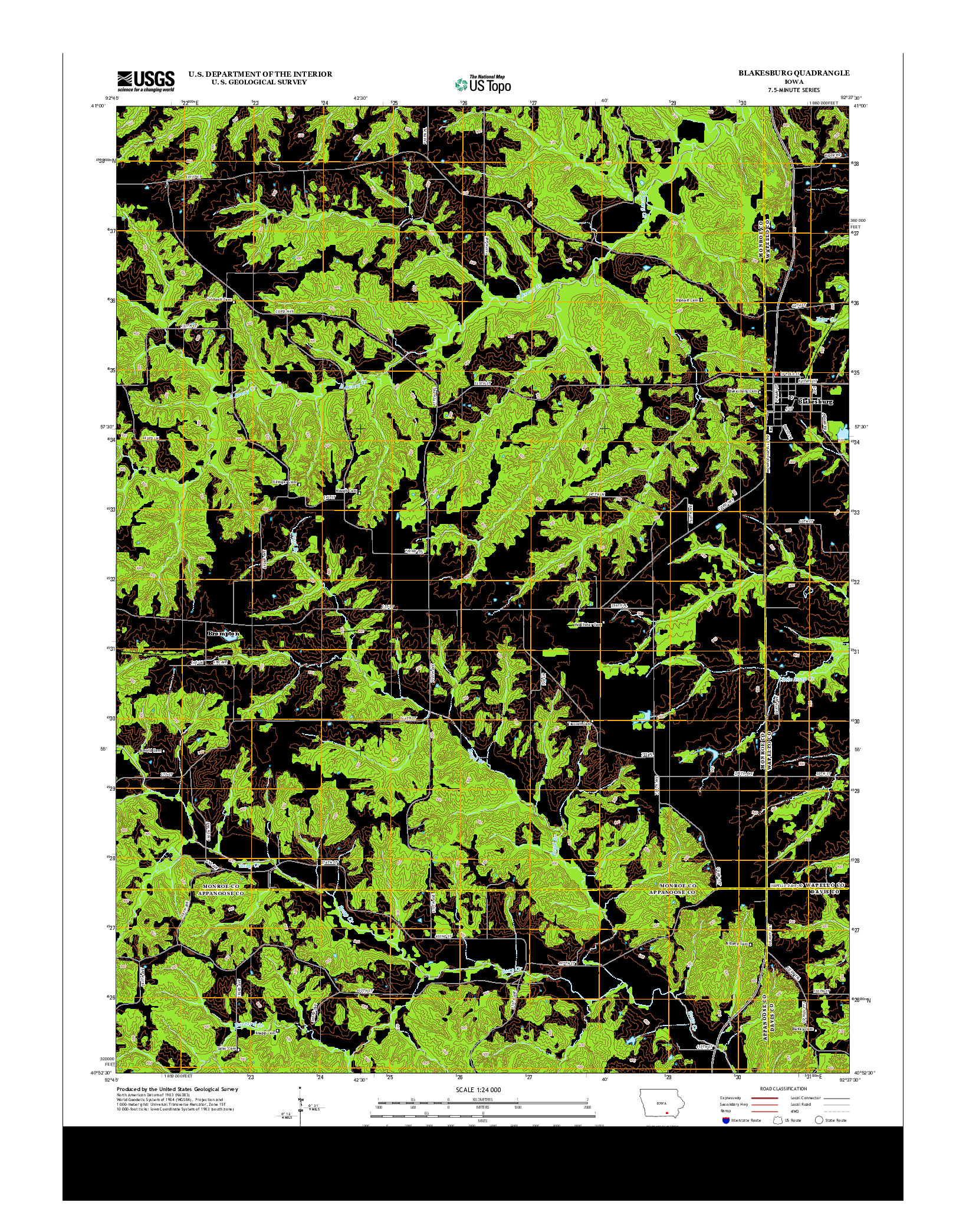 USGS US TOPO 7.5-MINUTE MAP FOR BLAKESBURG, IA 2013