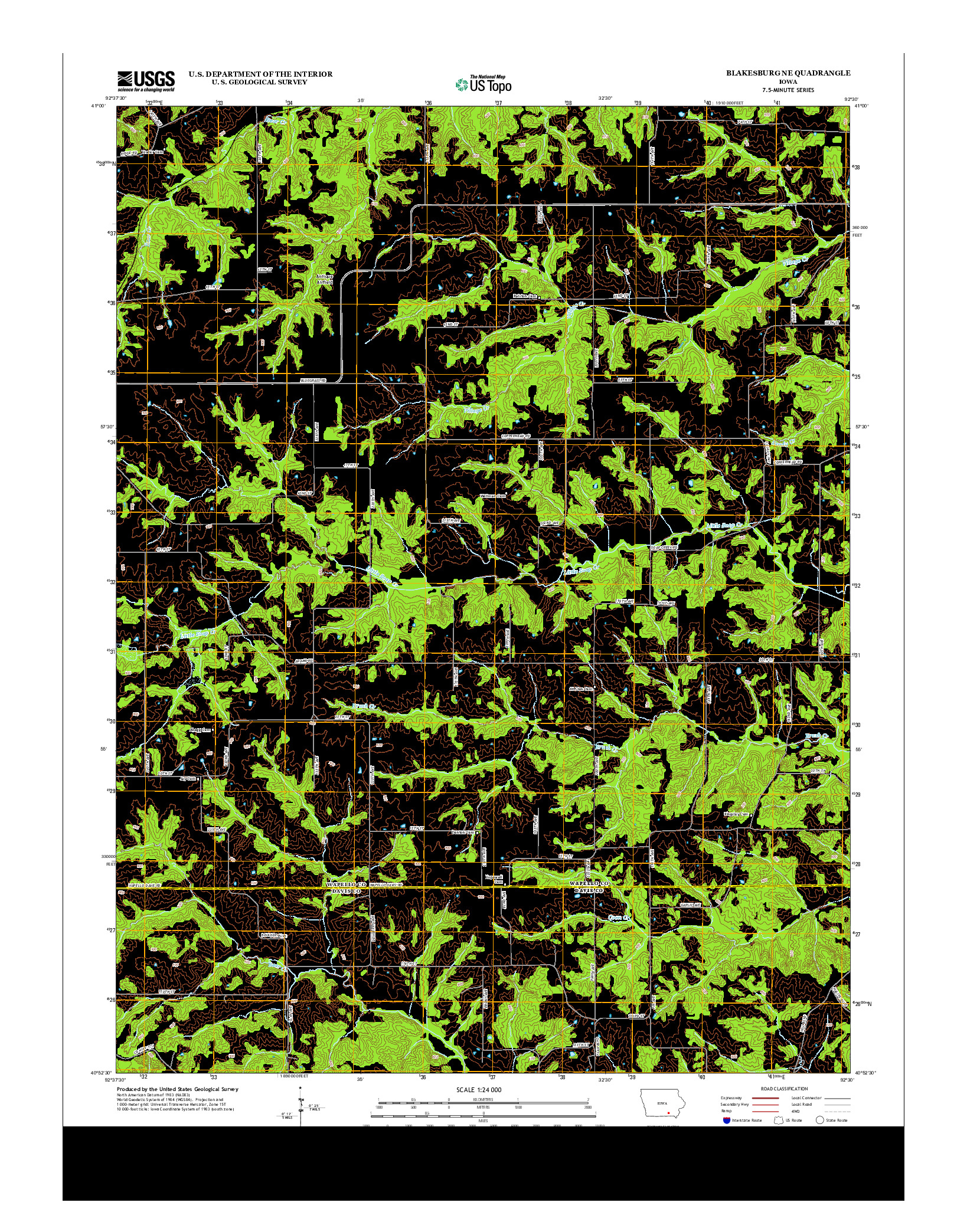 USGS US TOPO 7.5-MINUTE MAP FOR BLAKESBURG NE, IA 2013