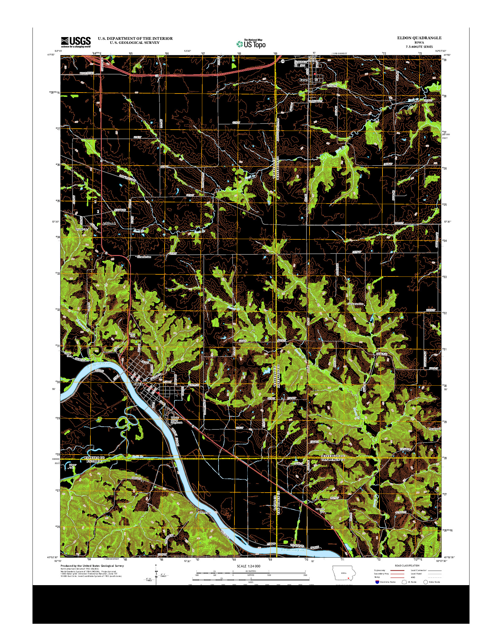 USGS US TOPO 7.5-MINUTE MAP FOR ELDON, IA 2013