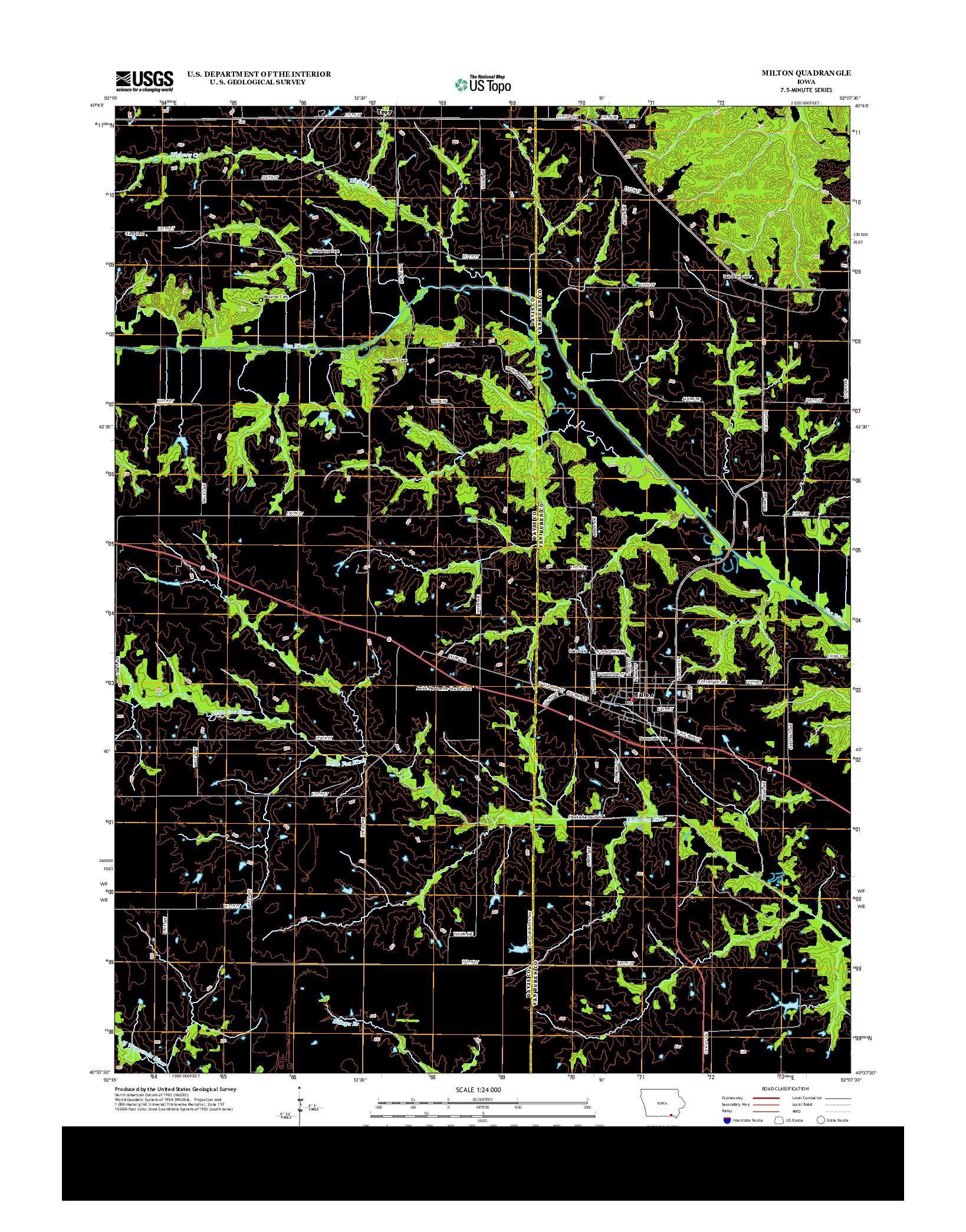 USGS US TOPO 7.5-MINUTE MAP FOR MILTON, IA 2013