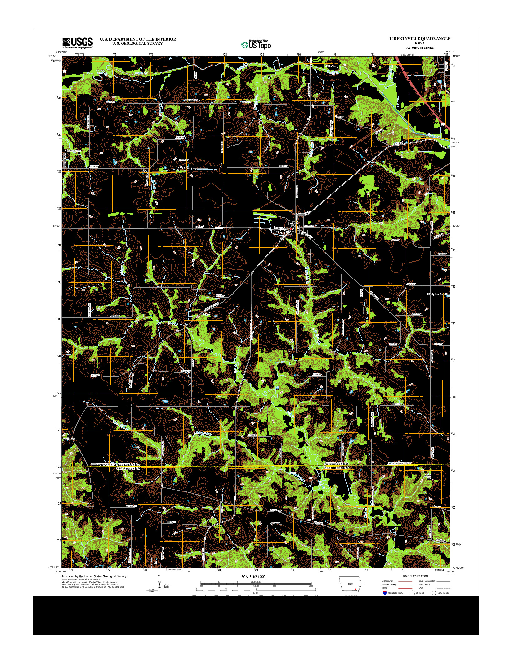 USGS US TOPO 7.5-MINUTE MAP FOR LIBERTYVILLE, IA 2013