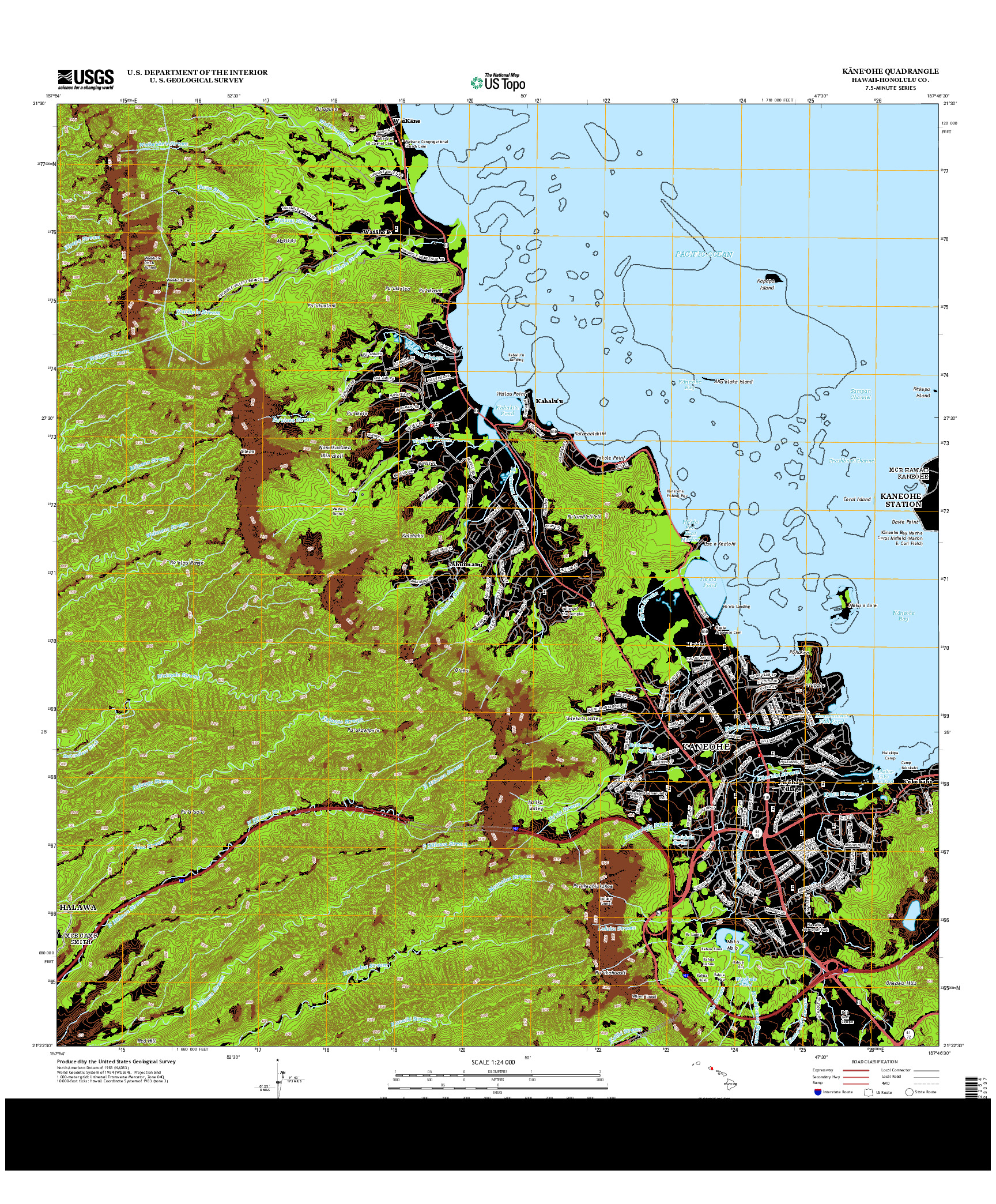 USGS US TOPO 7.5-MINUTE MAP FOR KANE`OHE, HI 2013
