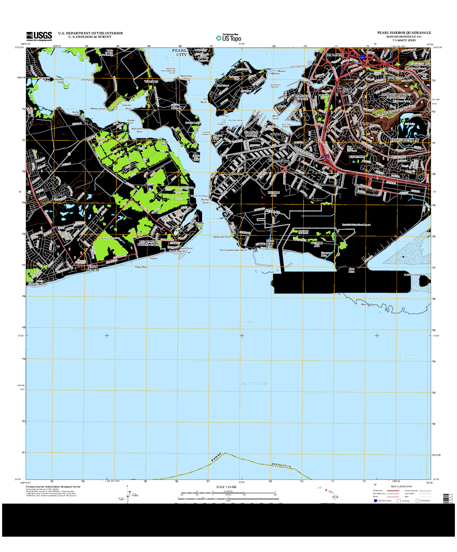 USGS US TOPO 7.5-MINUTE MAP FOR PEARL HARBOR, HI 2013