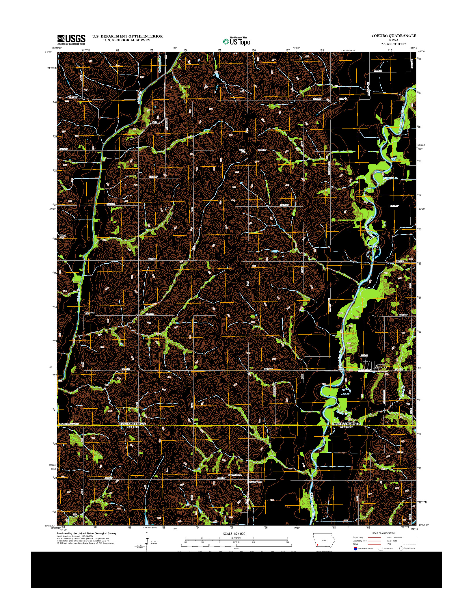 USGS US TOPO 7.5-MINUTE MAP FOR COBURG, IA 2013